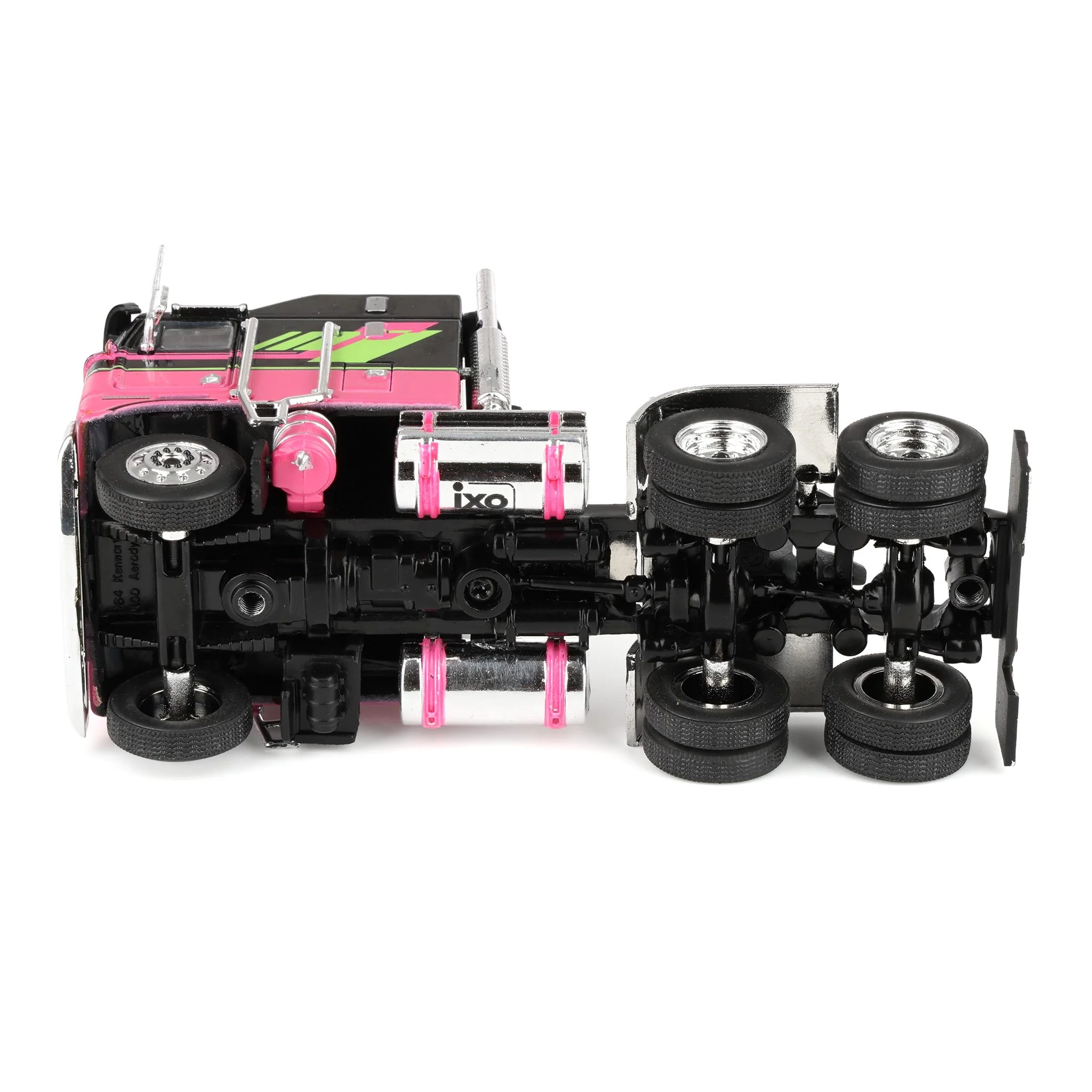 1/64 1976 Kenworth K100 Truck with Aerodyne Sleeper Cab by IXO America, Black & Pink - Image 5