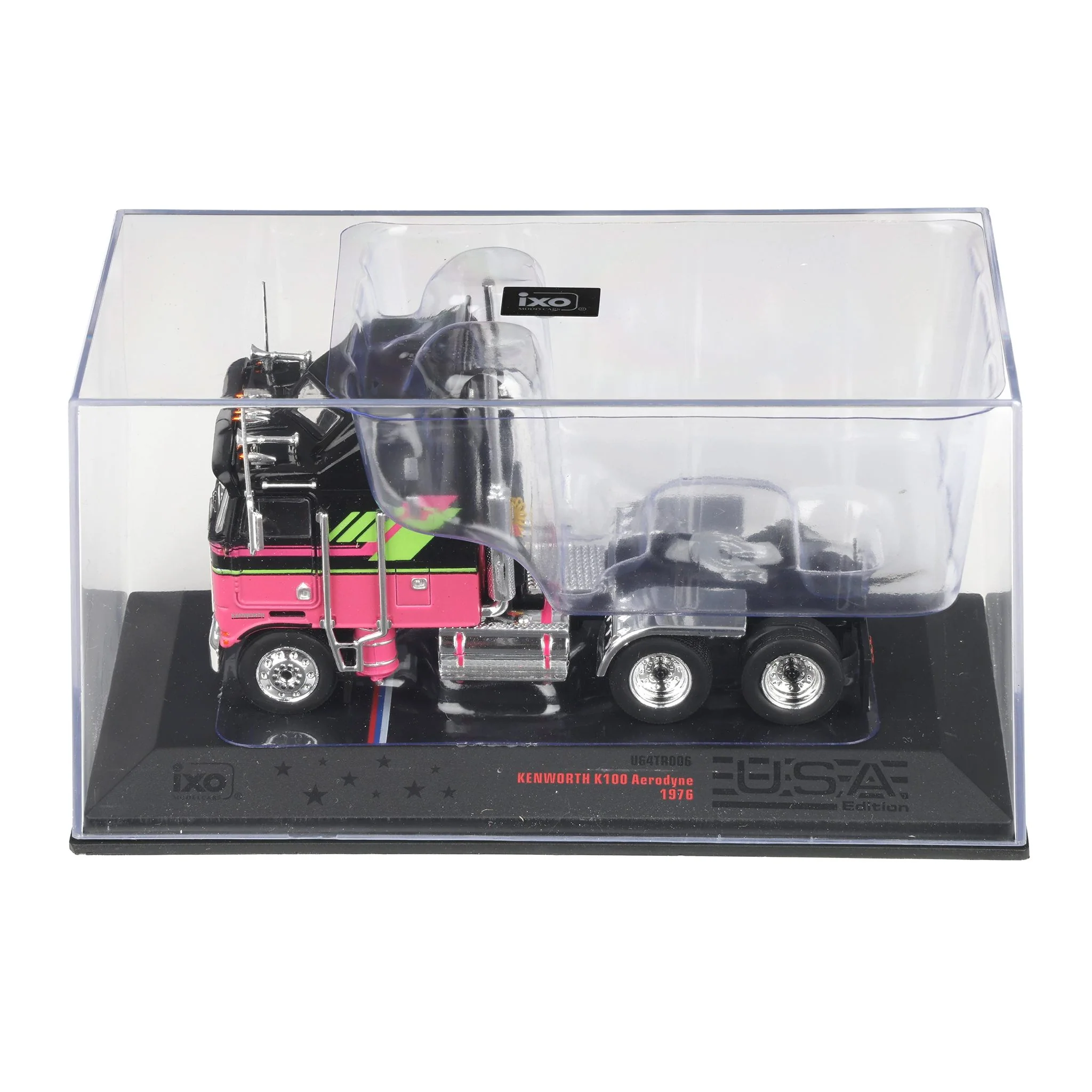 1/64 1976 Kenworth K100 Truck with Aerodyne Sleeper Cab by IXO America, Black & Pink - Image 6