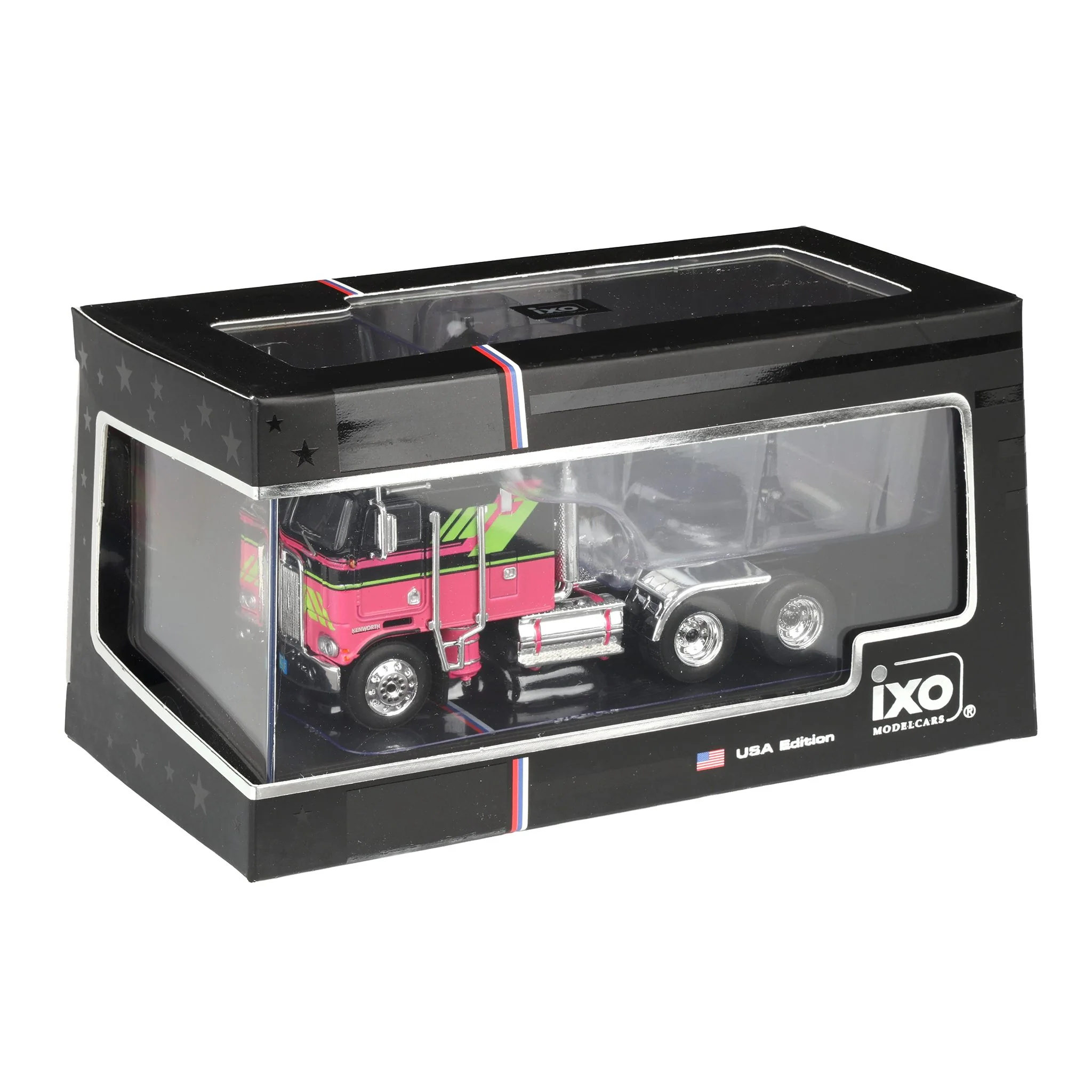 1/64 1976 Kenworth K100 Truck with Aerodyne Sleeper Cab by IXO America, Black & Pink - Image 7