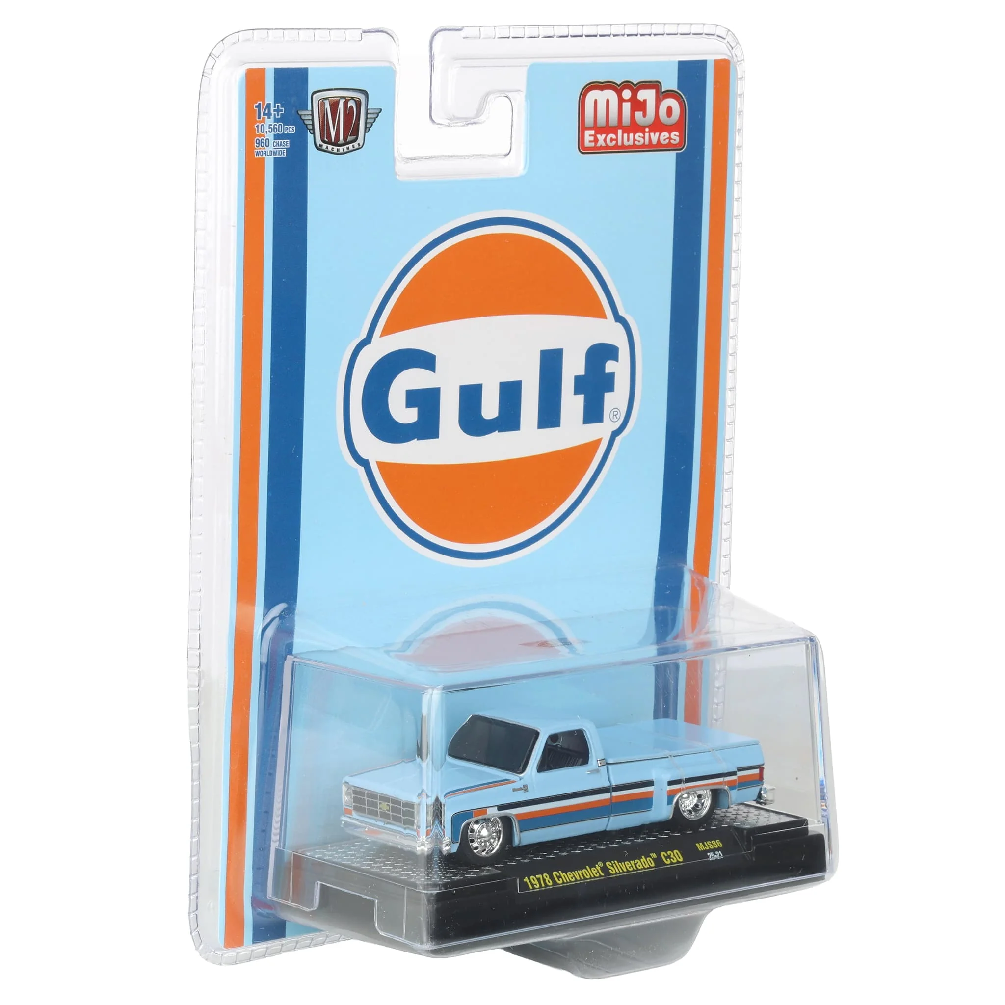 1/64 1978 Chevrolet Silverado C30, Blue, Orange & White Stripes Gulf Deco, Mijo - Image 2