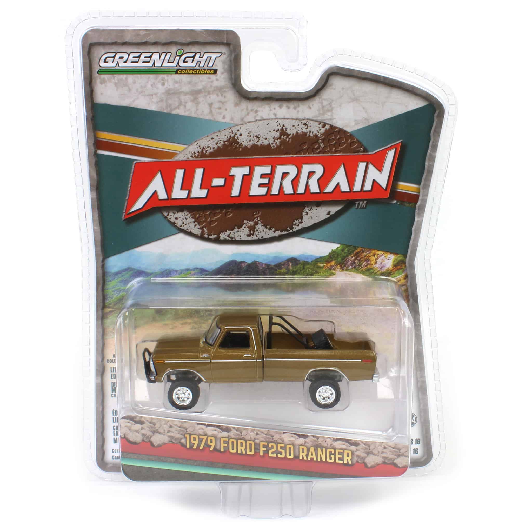 1/64 1979 Ford F250 Ranger Lifted with Rollbar Mounted Spare Tire, Gold Metallic, All-Terrain Series 16 - Image 2