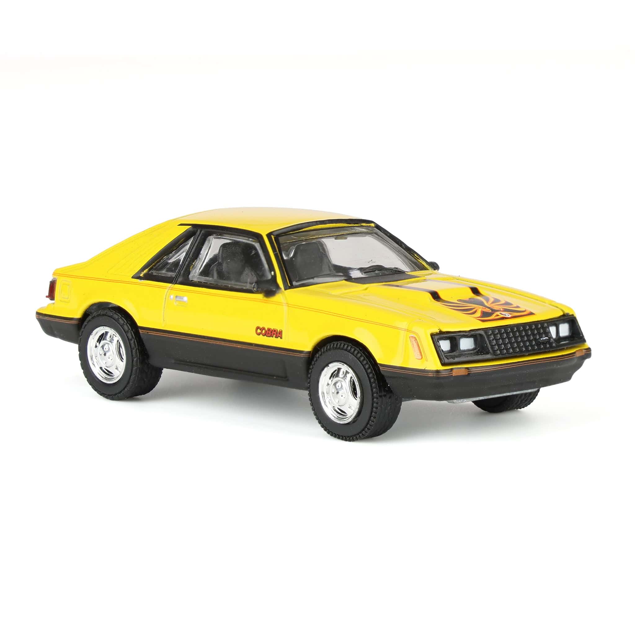 1/64 1979 Ford Mustang Cobra Fastback, Bright Yellow with Cobra Graphics & Stripes, GreenLight Muscle Series 30 - Image 2