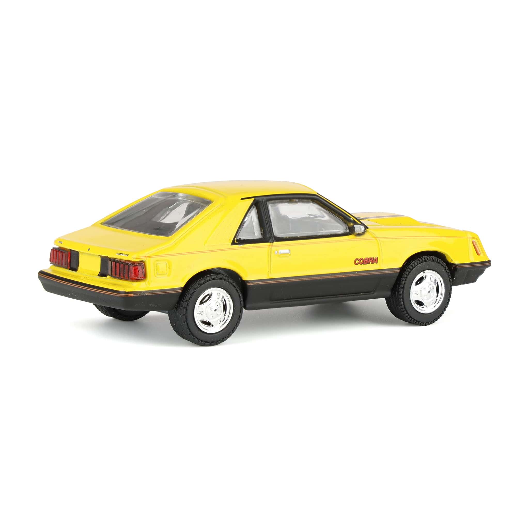 1/64 1979 Ford Mustang Cobra Fastback, Bright Yellow with Cobra Graphics & Stripes, GreenLight Muscle Series 30 - Image 3
