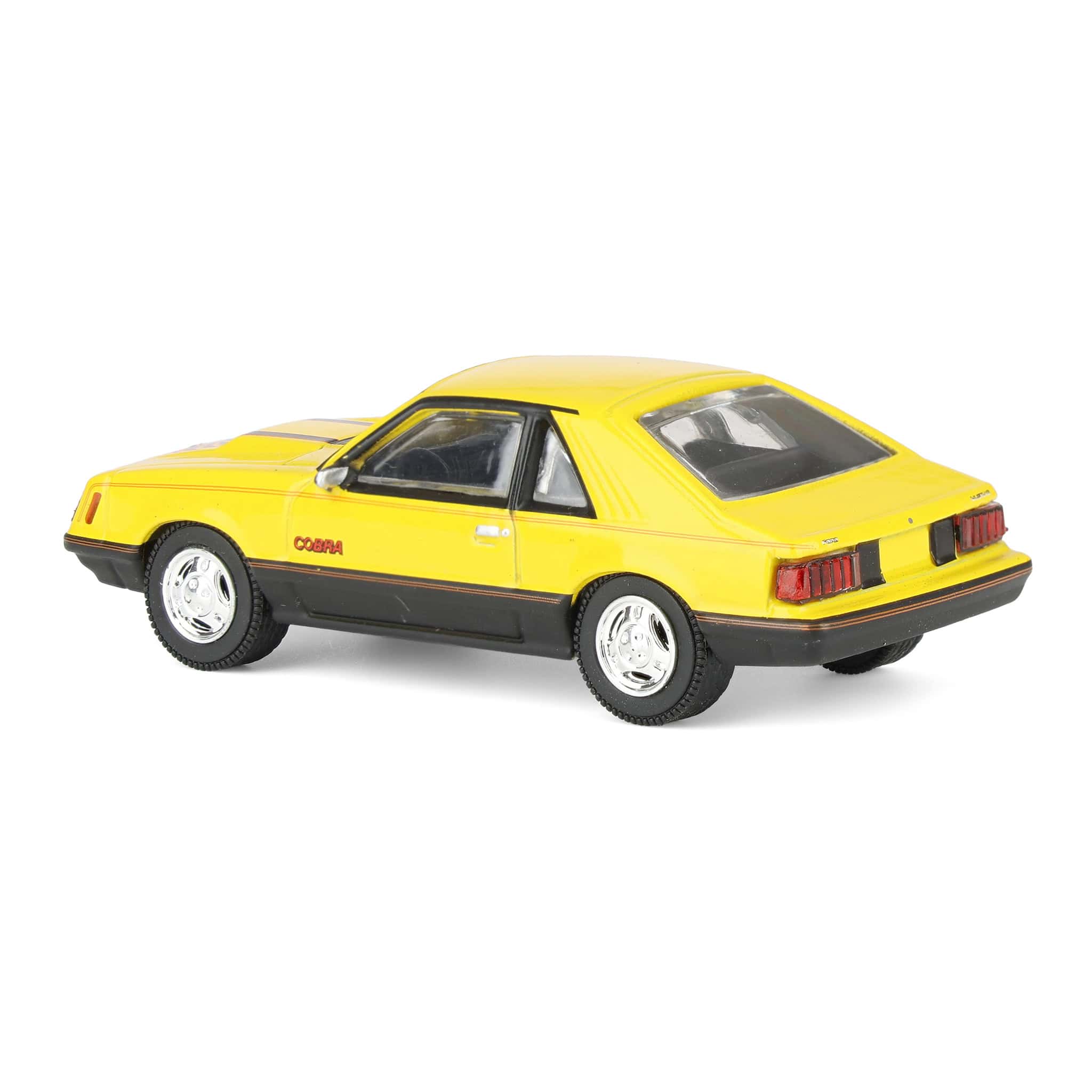 1/64 1979 Ford Mustang Cobra Fastback, Bright Yellow with Cobra Graphics & Stripes, GreenLight Muscle Series 30 - Image 4
