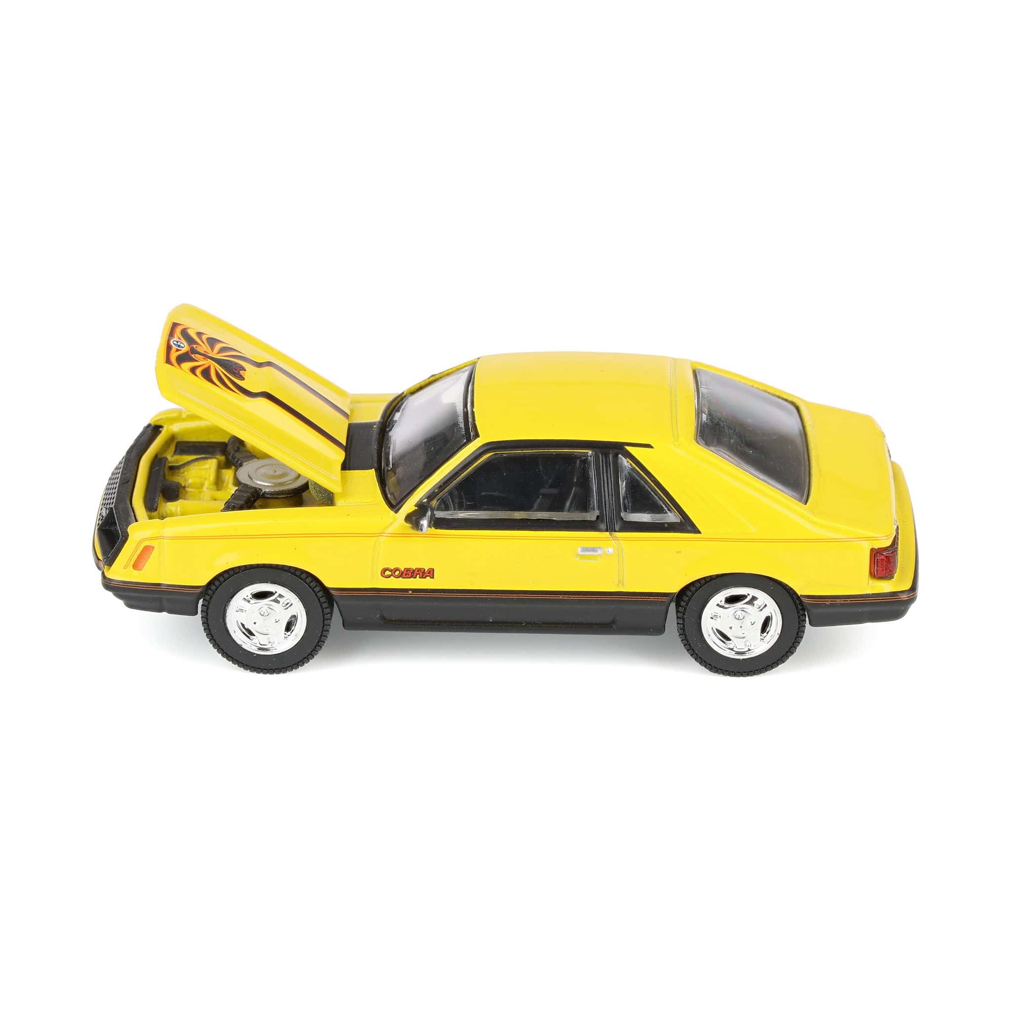 1/64 1979 Ford Mustang Cobra Fastback, Bright Yellow with Cobra Graphics & Stripes, GreenLight Muscle Series 30 - Image 5