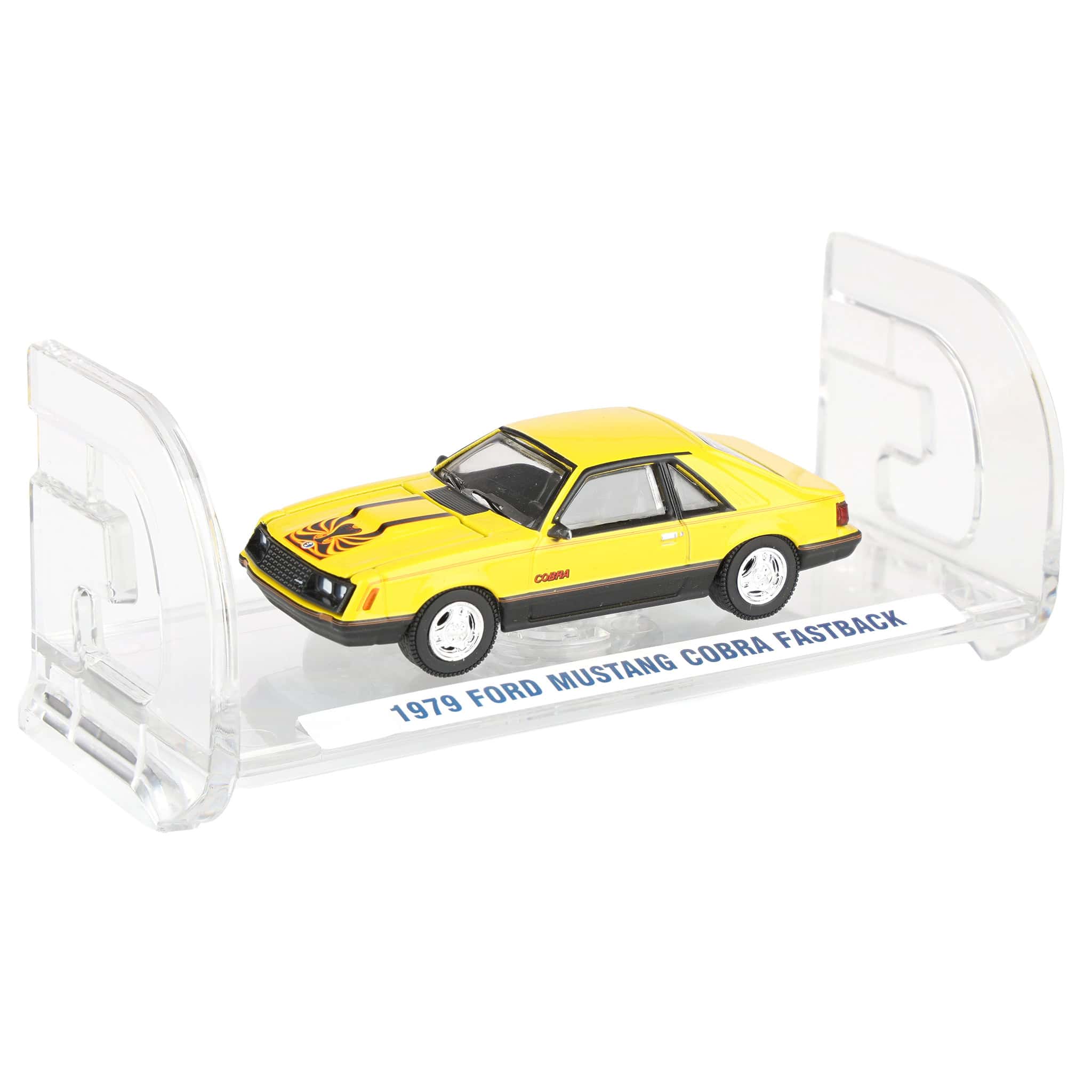 1/64 1979 Ford Mustang Cobra Fastback, Bright Yellow with Cobra Graphics & Stripes, GreenLight Muscle Series 30 - Image 6