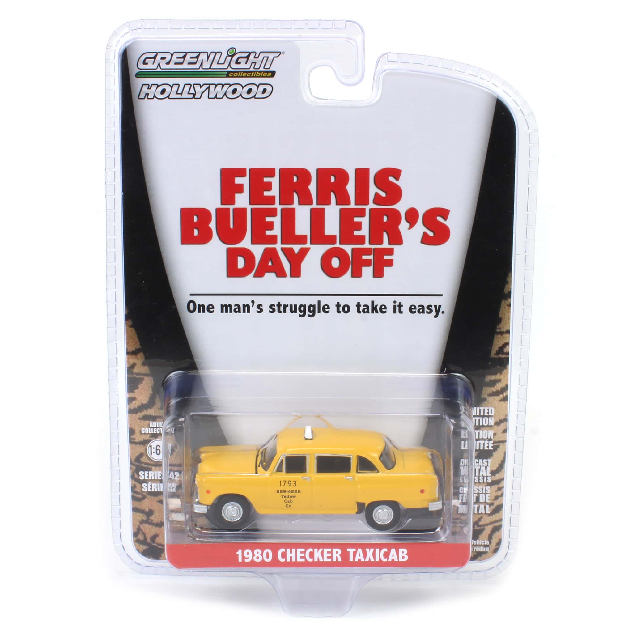 1/64 1980 Checker Taxicab Yellow Cab #1793, Ferris Bueller's Day Off (1986), Hollywood Series 42 - Image 2
