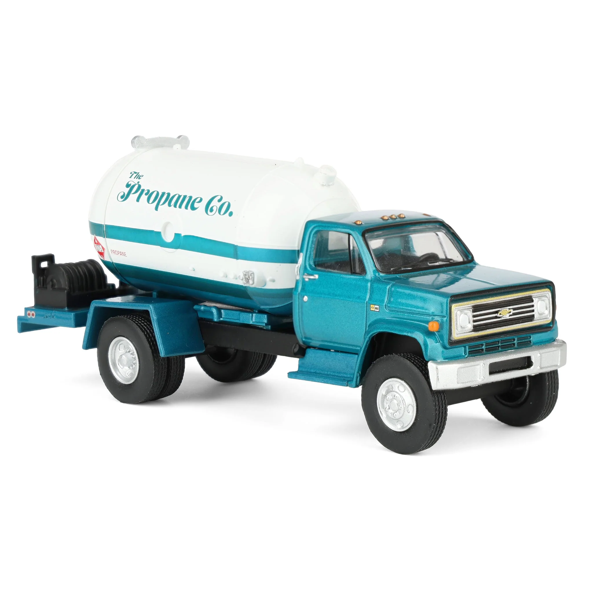 1/64 1982 Chevrolet C-60 Propane Tanker Truck, White & Green Metallic, GreenLight S.D. Trucks Series 20 - Image 2