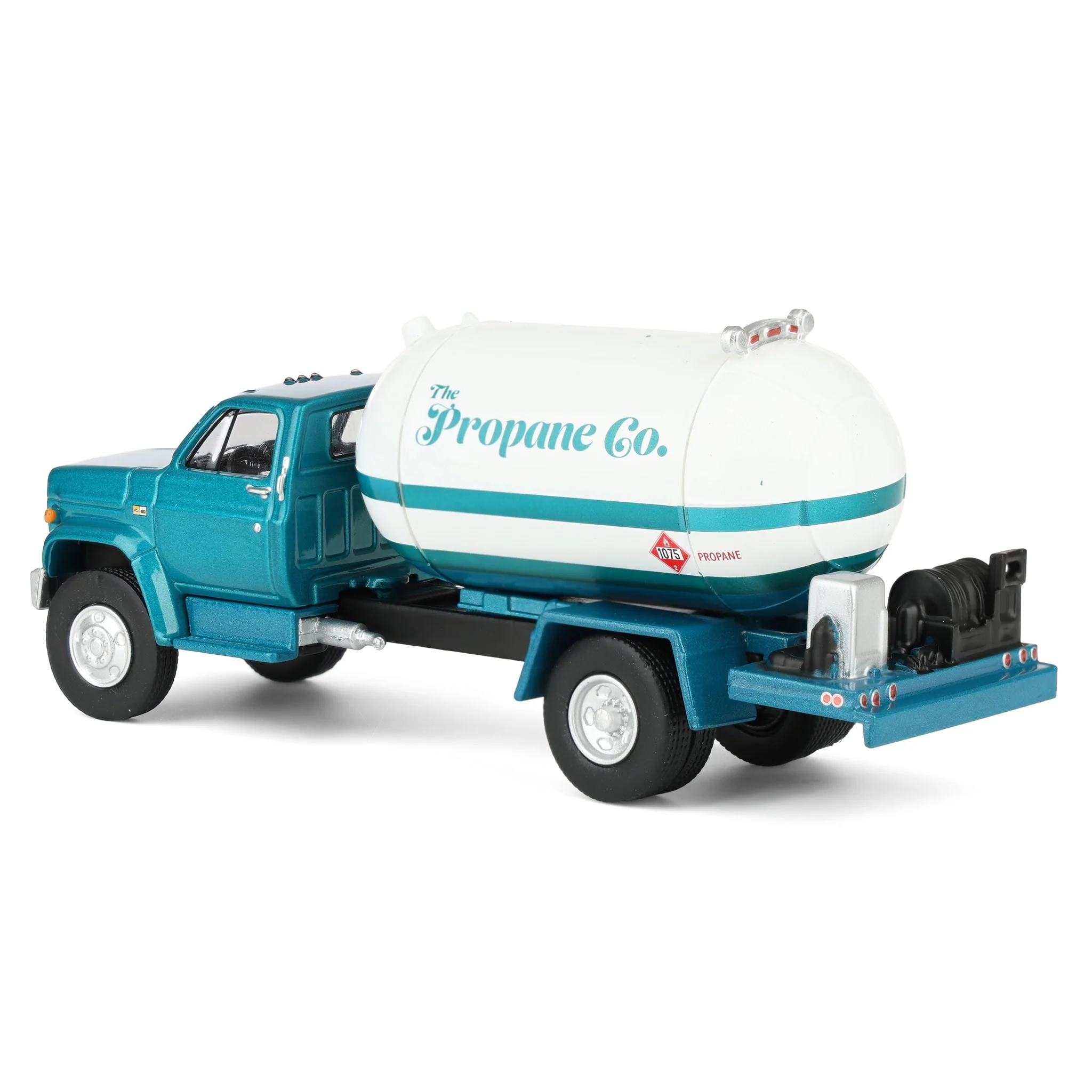 1/64 1982 Chevrolet C-60 Propane Tanker Truck, White & Green Metallic, GreenLight S.D. Trucks Series 20 - Image 4