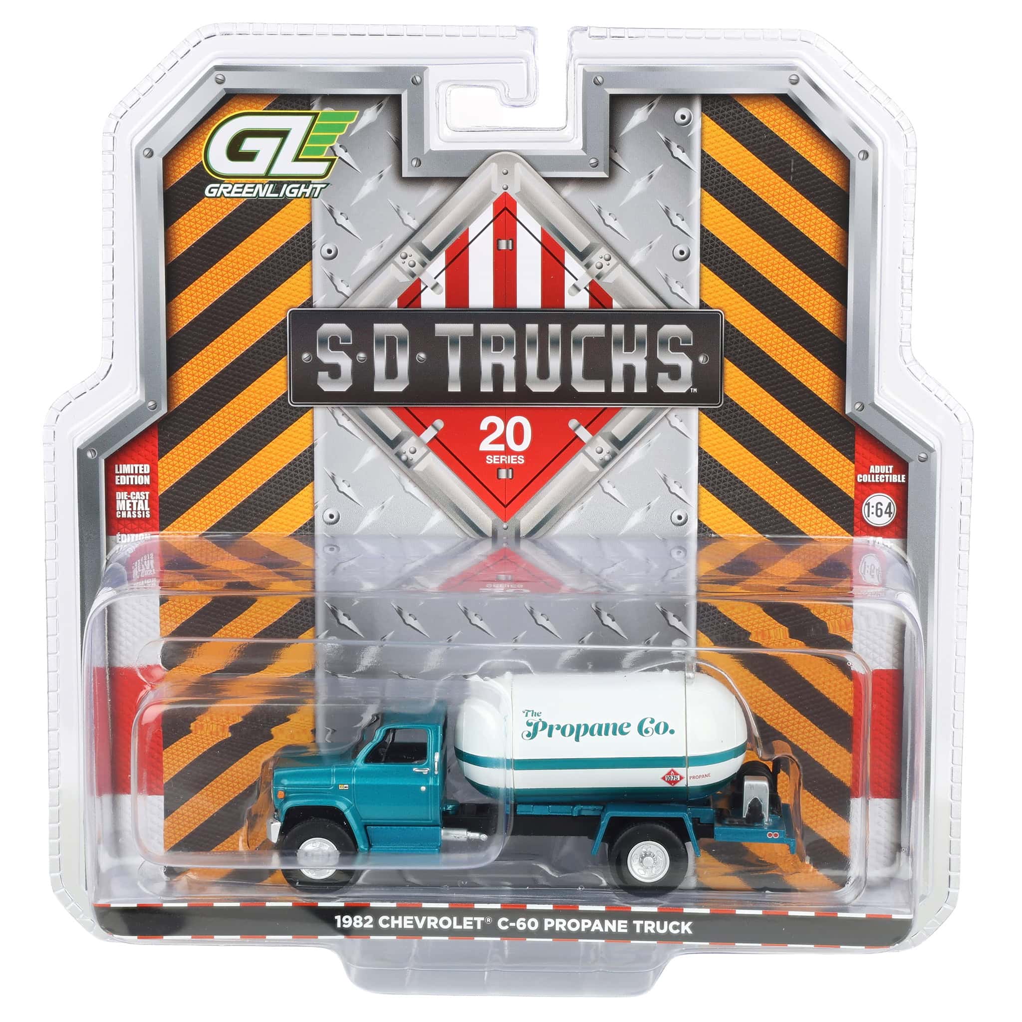 1/64 1982 Chevrolet C-60 Propane Tanker Truck, White & Green Metallic, GreenLight S.D. Trucks Series 20 - Image 6