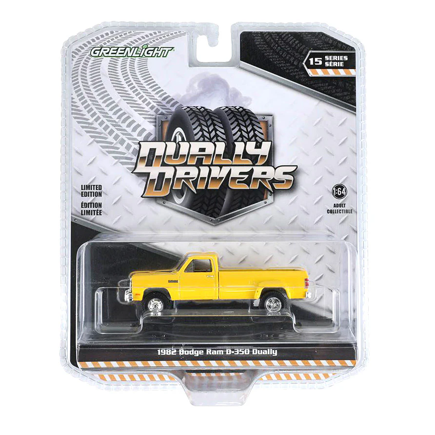 1/64 1982 Dodge Ram D350 Dually, Construction Yellow, Dually Drivers Series 15 - Image 8