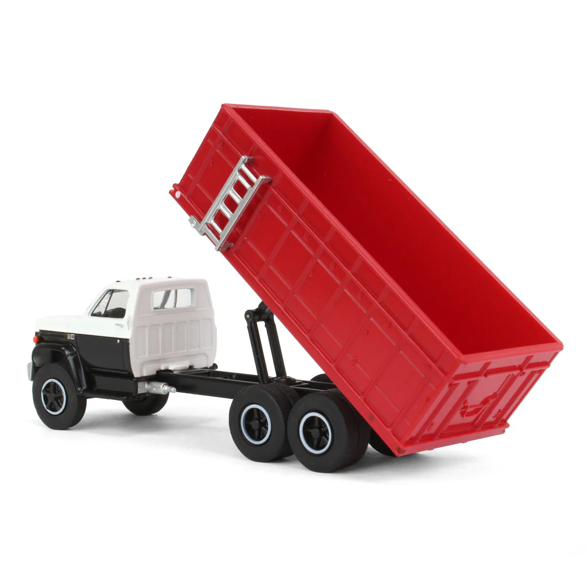 1/64 1983 Chevrolet C70 Tandem Grain Truck with Black/White Cab & Red Bed by GreenLight Collectibles - Image 4
