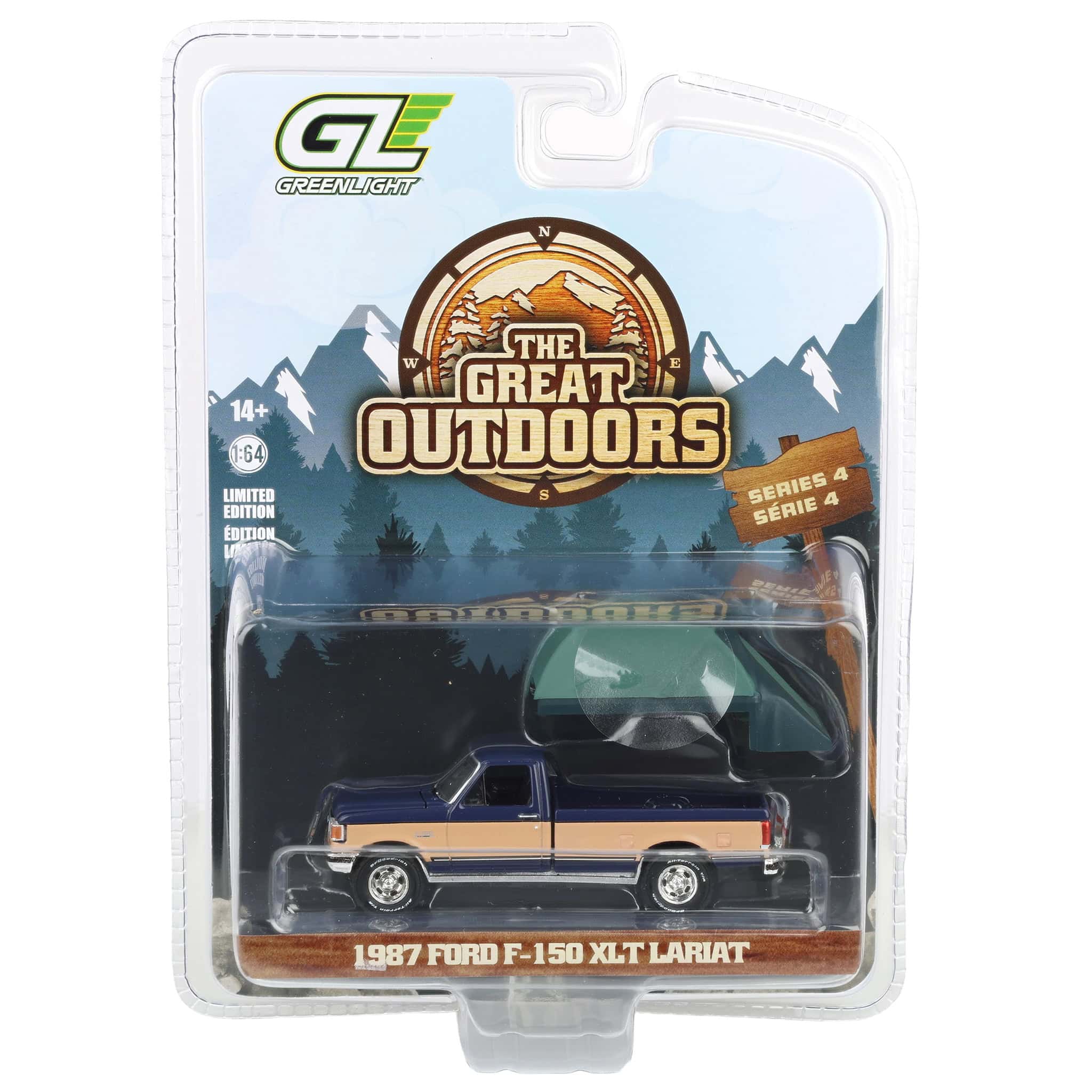 1/64 1987 Ford F-150 XLT Lariat, Dark Blue & Tan with Modern Truck Bed Tent, The Great Outdoors Series 4 - Image 6