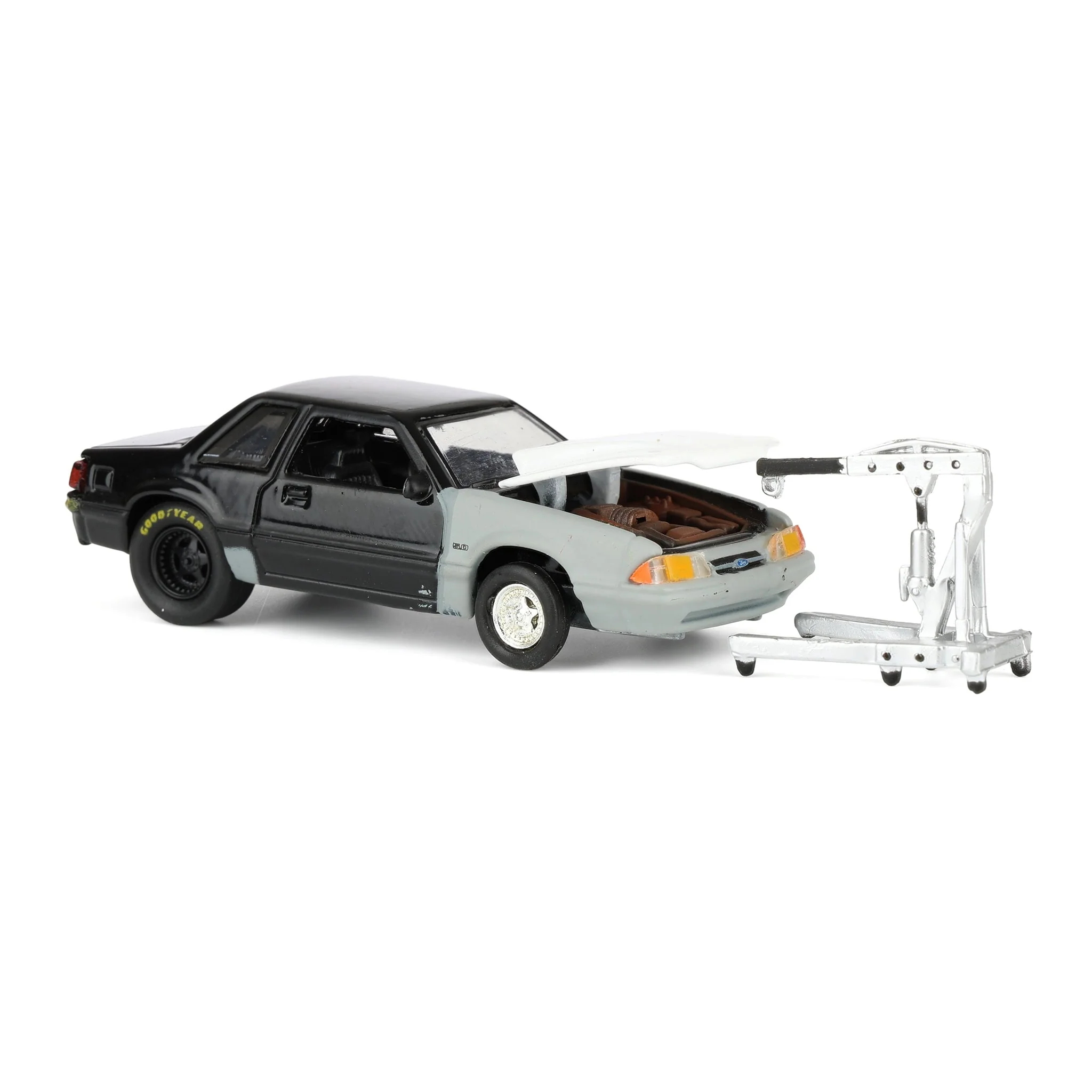 1/64 1987 Ford Mustang LX Project Car, Black & Gray with Red Door, LP Diecast Exclusive - Image 2