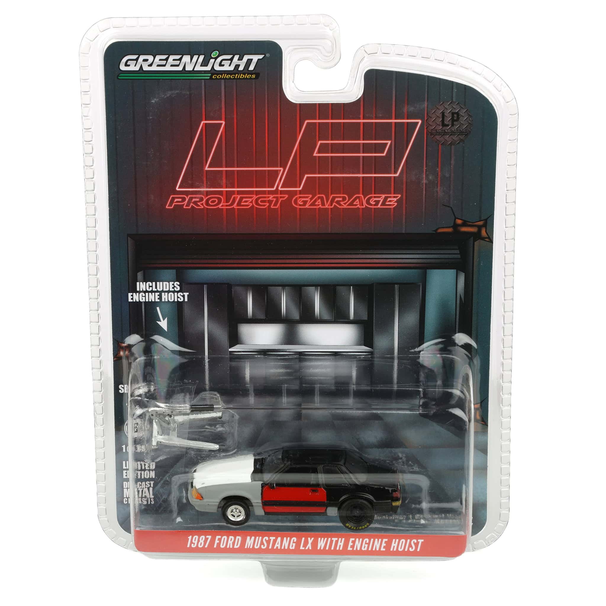 1/64 1987 Ford Mustang LX Project Car, Black & Gray with Red Door, LP Diecast Exclusive - Image 6