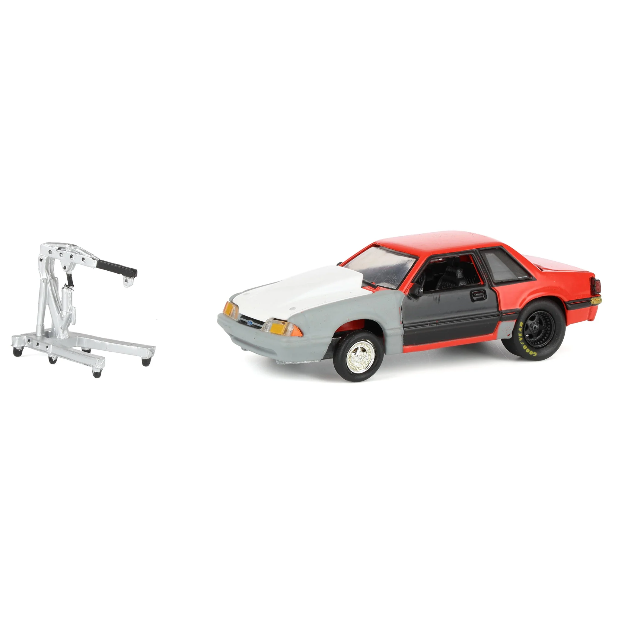 1/64 1987 Ford Mustang LX Project Car, Red & Gray with Black Door, LP Diecast Exclusive