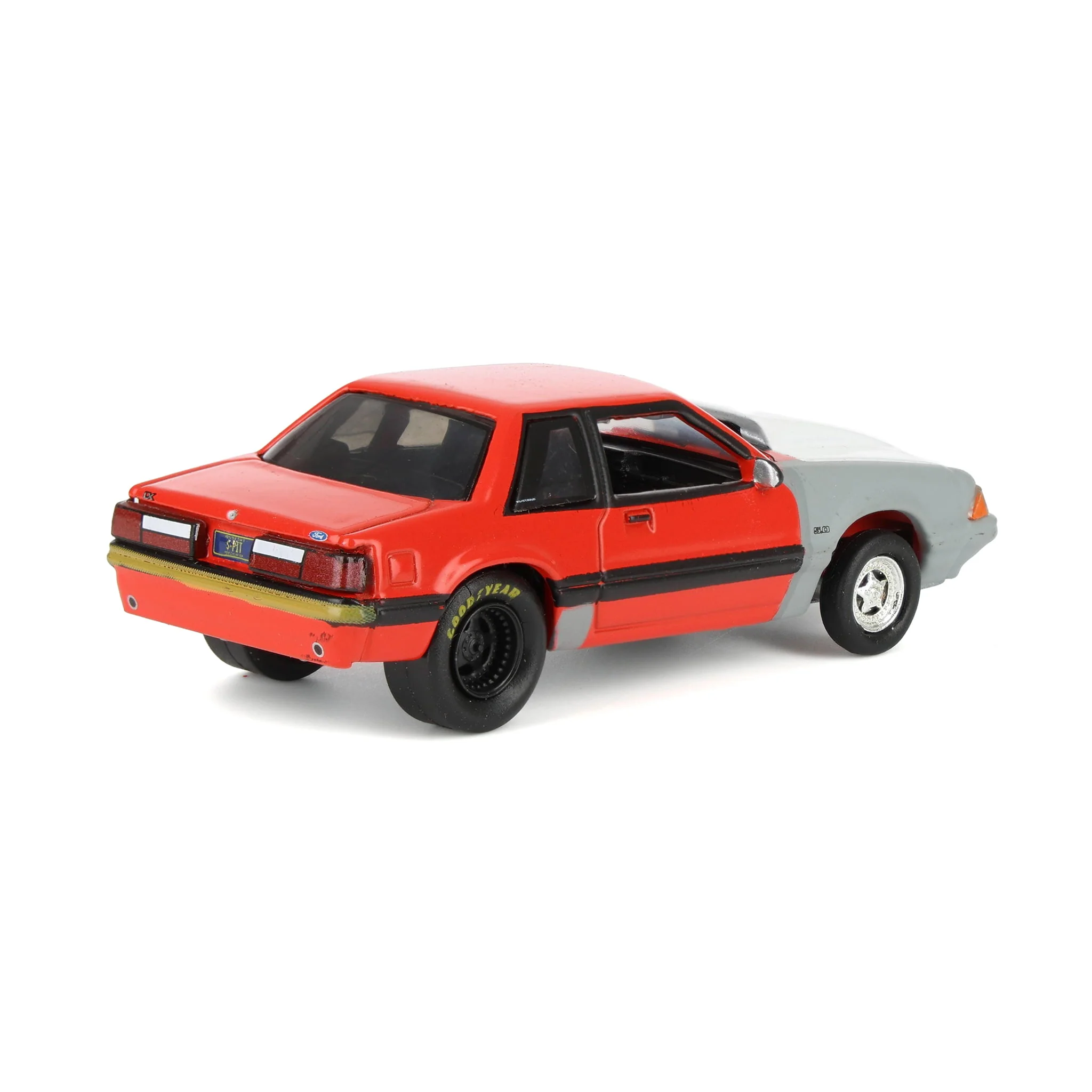 1/64 1987 Ford Mustang LX Project Car, Red & Gray with Black Door, LP Diecast Exclusive - Image 3