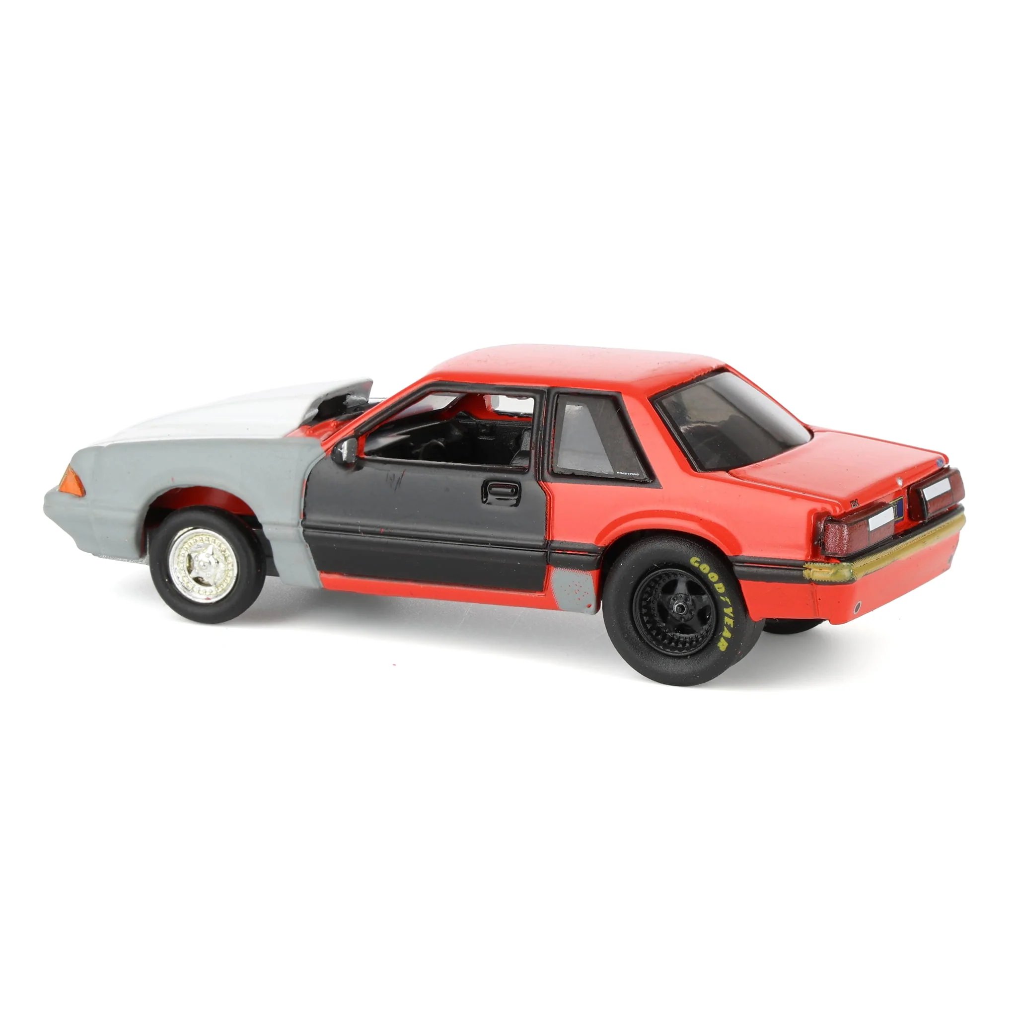 1/64 1987 Ford Mustang LX Project Car, Red & Gray with Black Door, LP Diecast Exclusive - Image 4