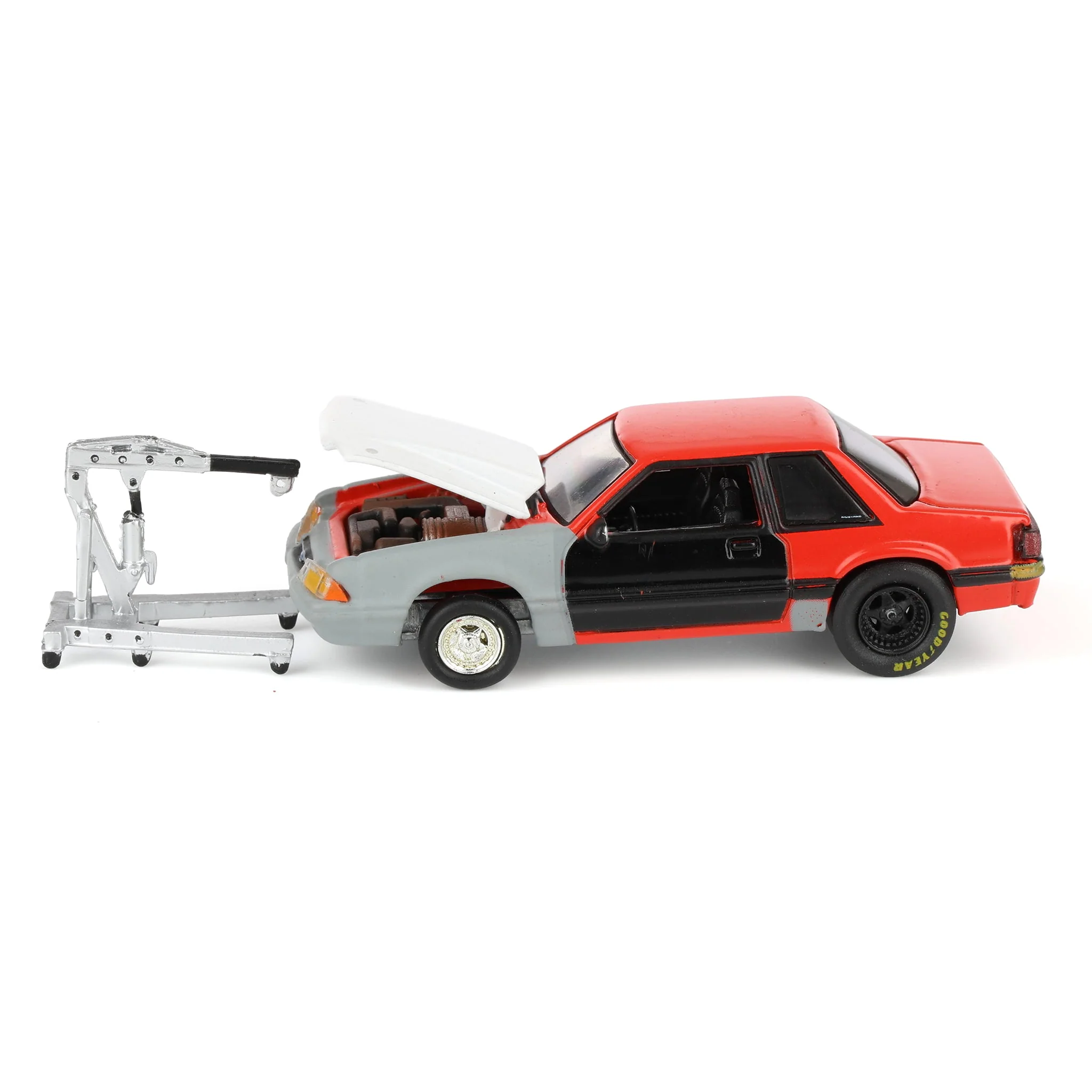 1/64 1987 Ford Mustang LX Project Car, Red & Gray with Black Door, LP Diecast Exclusive - Image 5