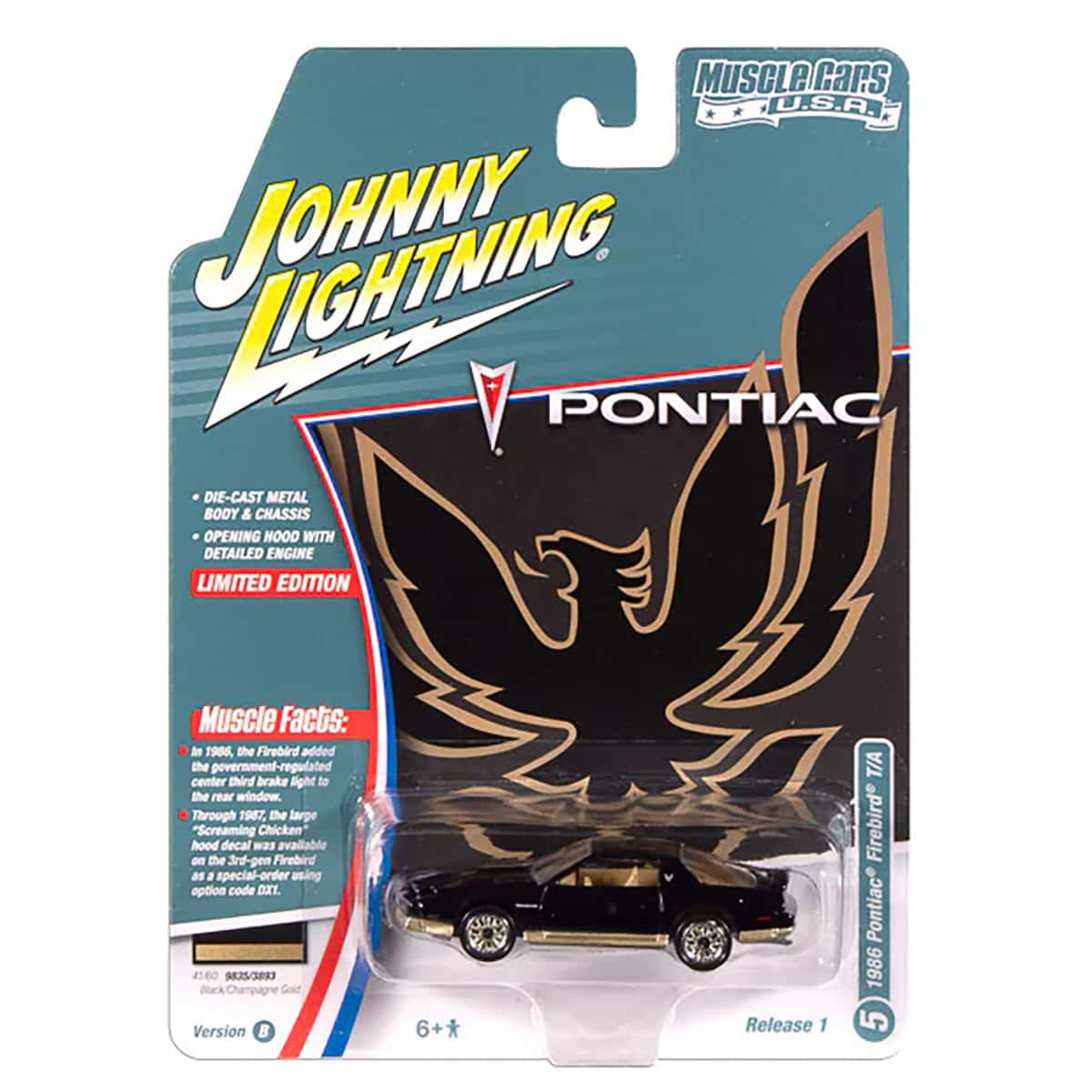 1/64 1987 Pontiac Trans Am King of the Jungle, Gloss Black with Gold, Johnny Lightning Muscle Car Series - Image 2