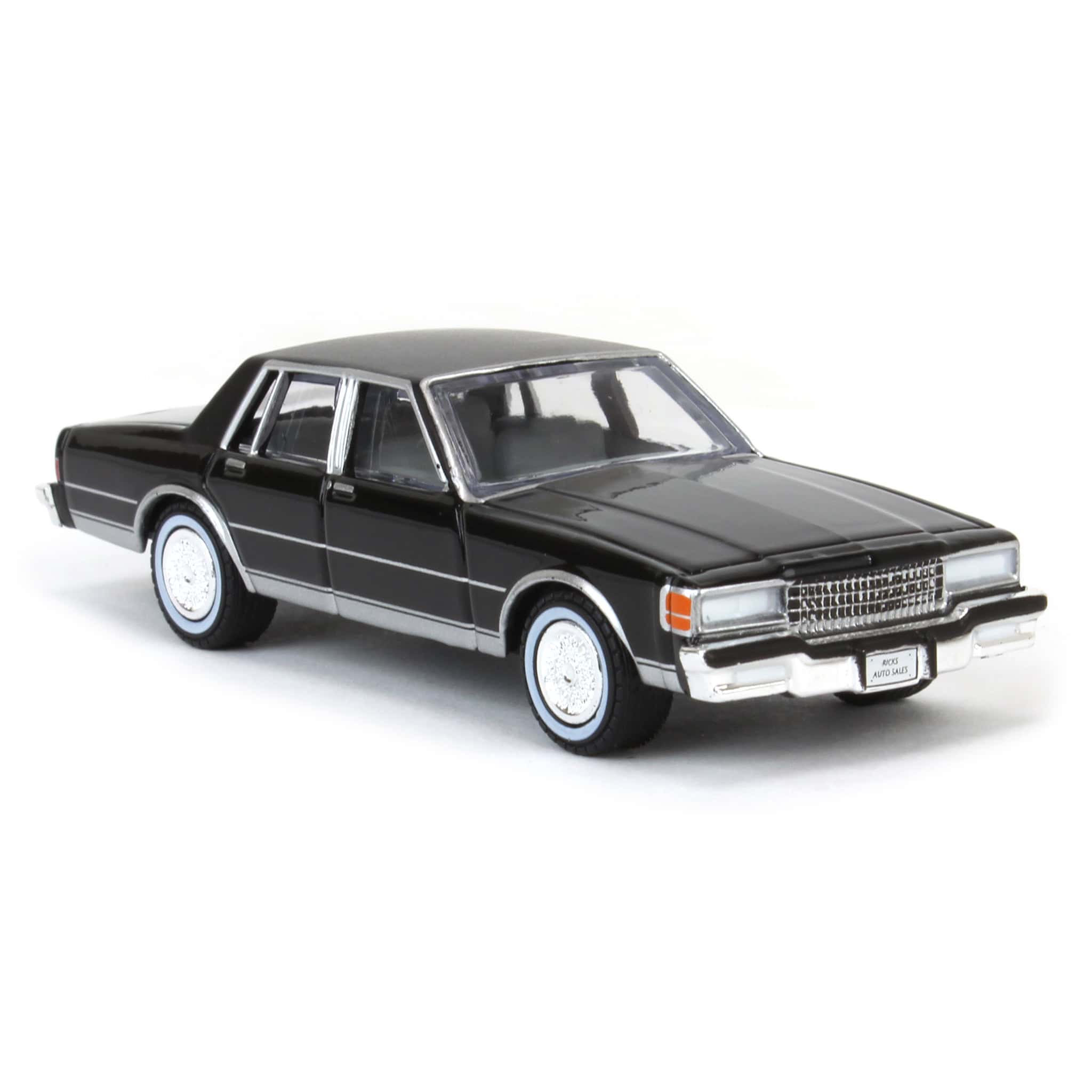 1/64 1988 Chevy Caprice Classic Brougham, Black, Rick's Auto Sales, LP Diecast Exclusive - Image 2