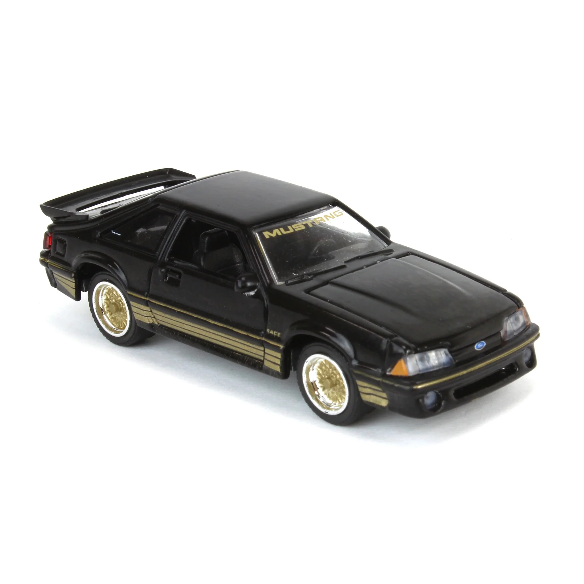 1/64 1988 Ford Mustang SLN with Gold Decals & Rims, Black, LP Diecast Garage Exclusive - Image 2