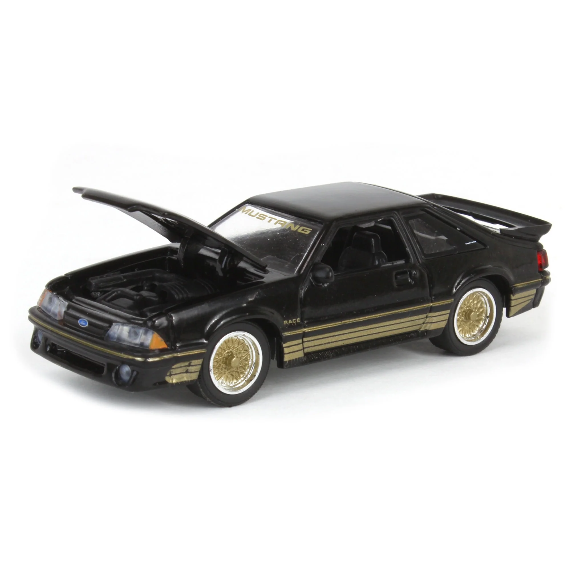 1/64 1988 Ford Mustang SLN with Gold Decals & Rims, Black, LP Diecast Garage Exclusive - Image 5