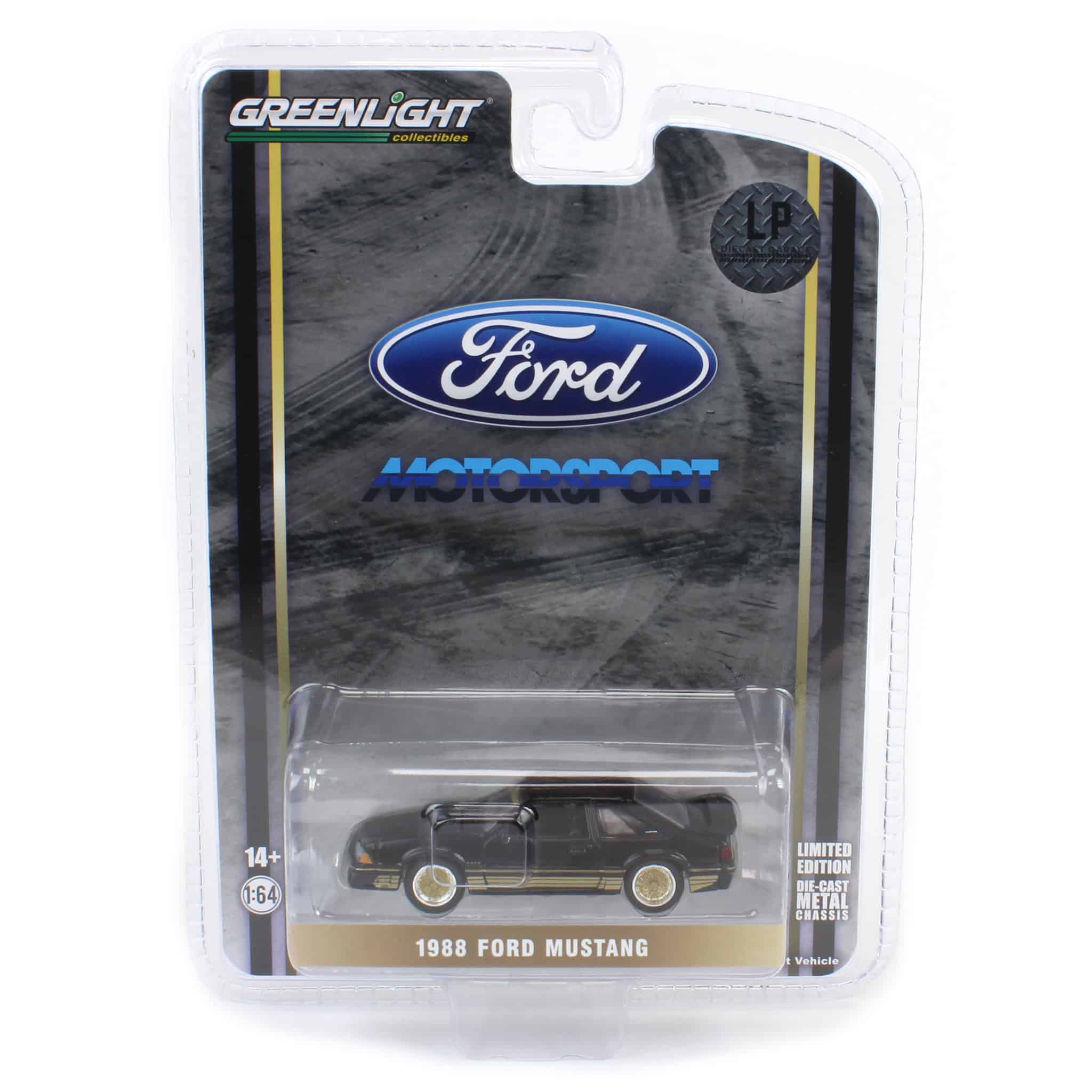 1/64 1988 Ford Mustang SLN with Gold Decals & Rims, Black, LP Diecast Garage Exclusive - Image 6