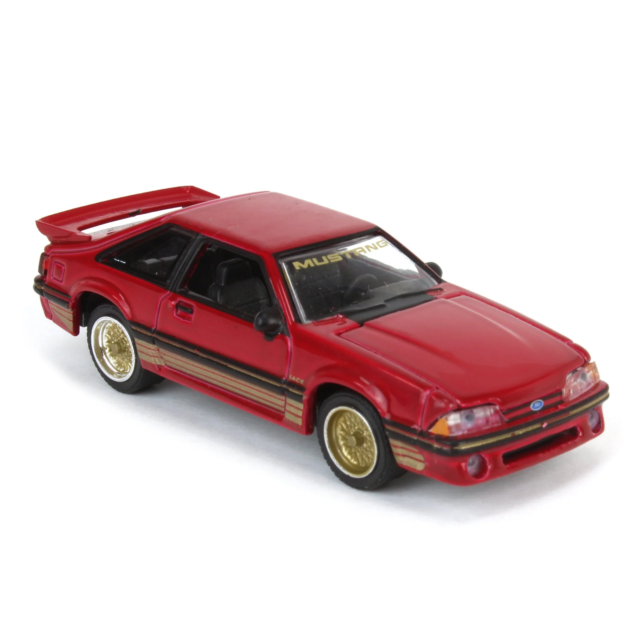 1/64 1988 Ford Mustang SLN with Gold Decals & Rims, Scarlet Red, LP Diecast Garage Exclusive - Image 2
