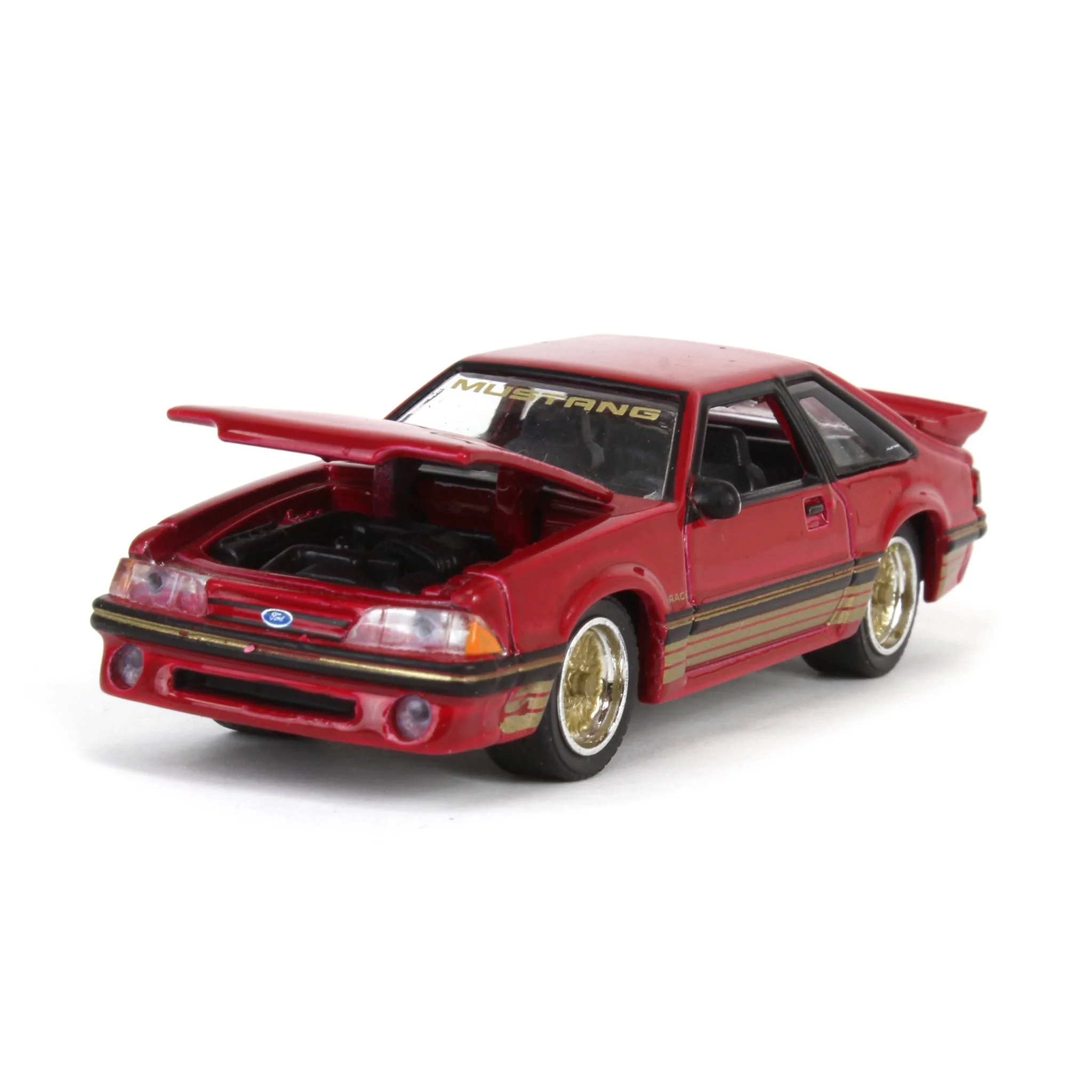 1/64 1988 Ford Mustang SLN with Gold Decals & Rims, Scarlet Red, LP Diecast Garage Exclusive - Image 5