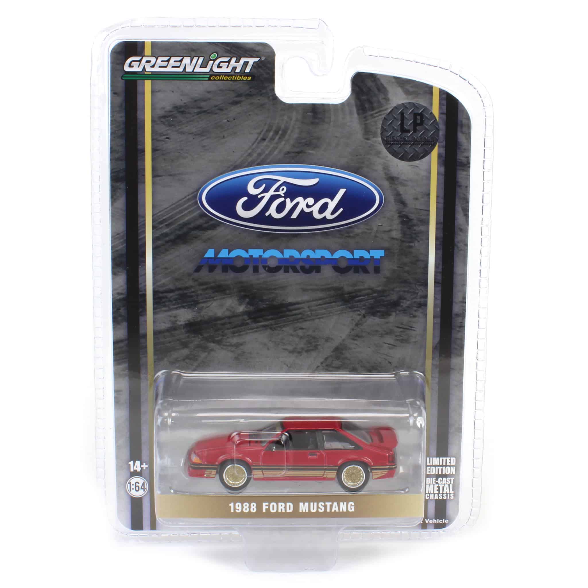 1/64 1988 Ford Mustang SLN with Gold Decals & Rims, Scarlet Red, LP Diecast Garage Exclusive - Image 6