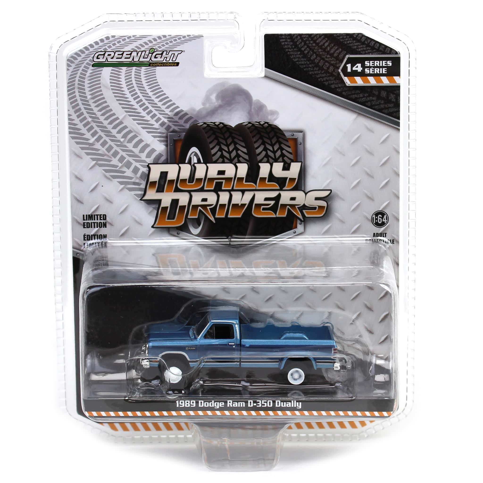 1/64 1989 Dodge Ram D-350, Twilight Blue Metallic & Ice Blue Metallic, Dually Drivers Series 14 - Image 5