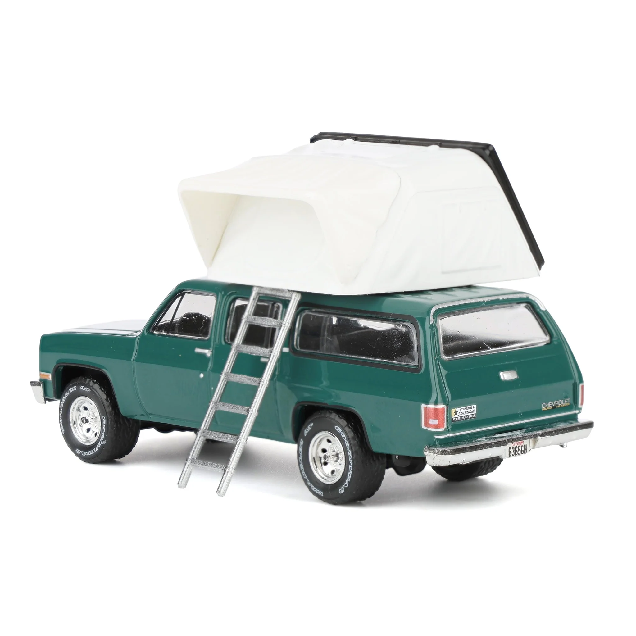 1/64 1990 Chevrolet Suburban, Green with Modern Rooftop Camper, The Great Outdoors Series 4 - Image 4