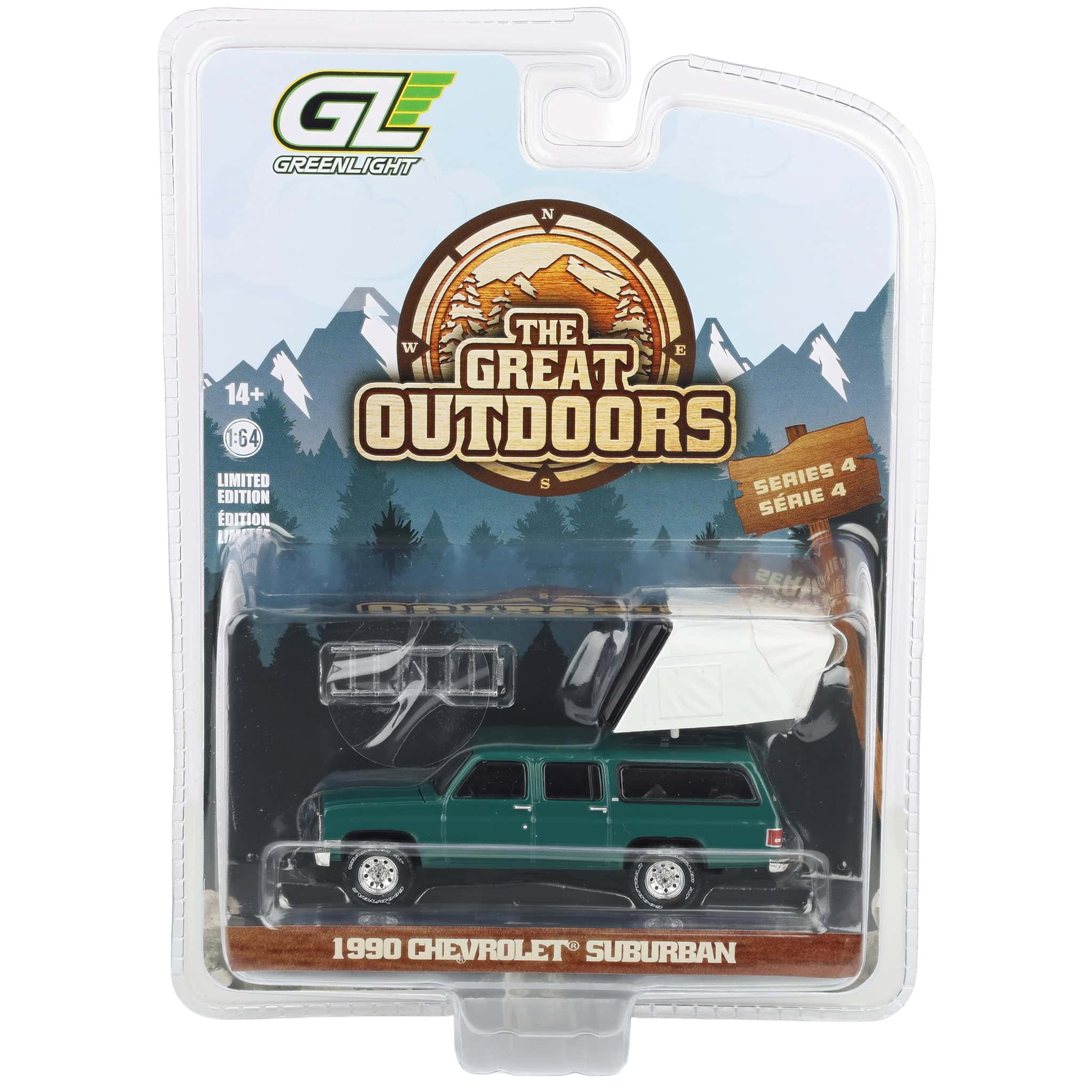 1/64 1990 Chevrolet Suburban, Green with Modern Rooftop Camper, The Great Outdoors Series 4 - Image 6