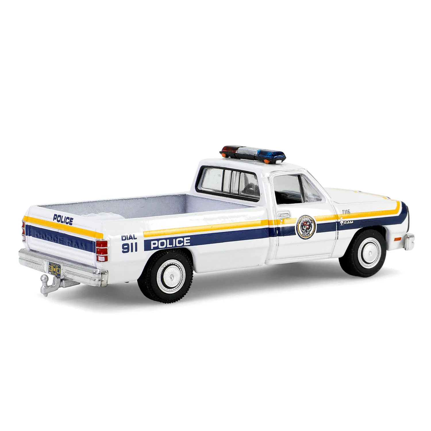 1/64 1990 Dodge Ram D-250 with Utility Trailer, Philadelphia, PA Police Department, Hot Pursuit Hitch & Tow Series 1 - Image 6