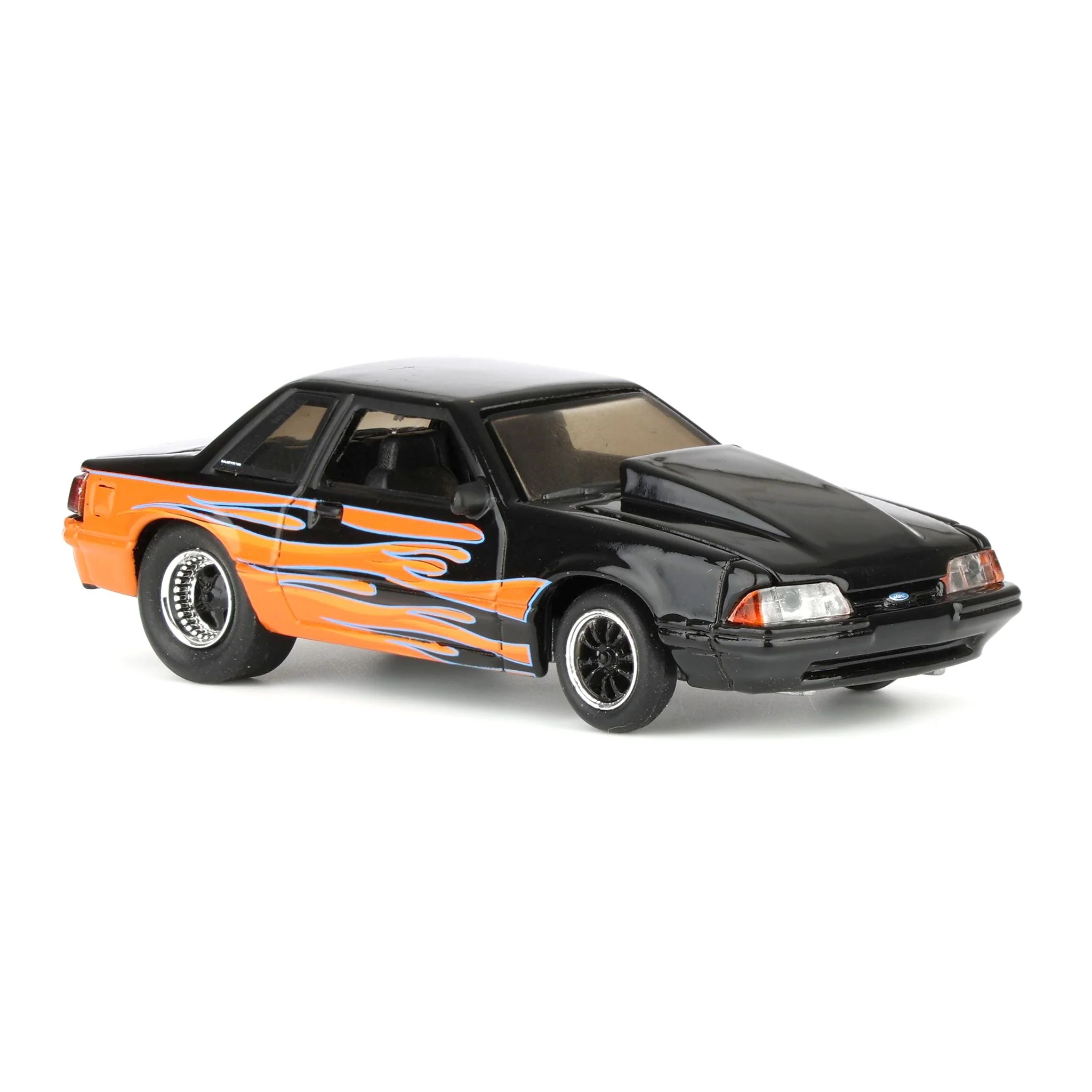 1/64 1990 Ford Mustang LX, Orange with Black Flames, Rick's Auto Sales Series 2 by GreenLight Collectibles - Image 2