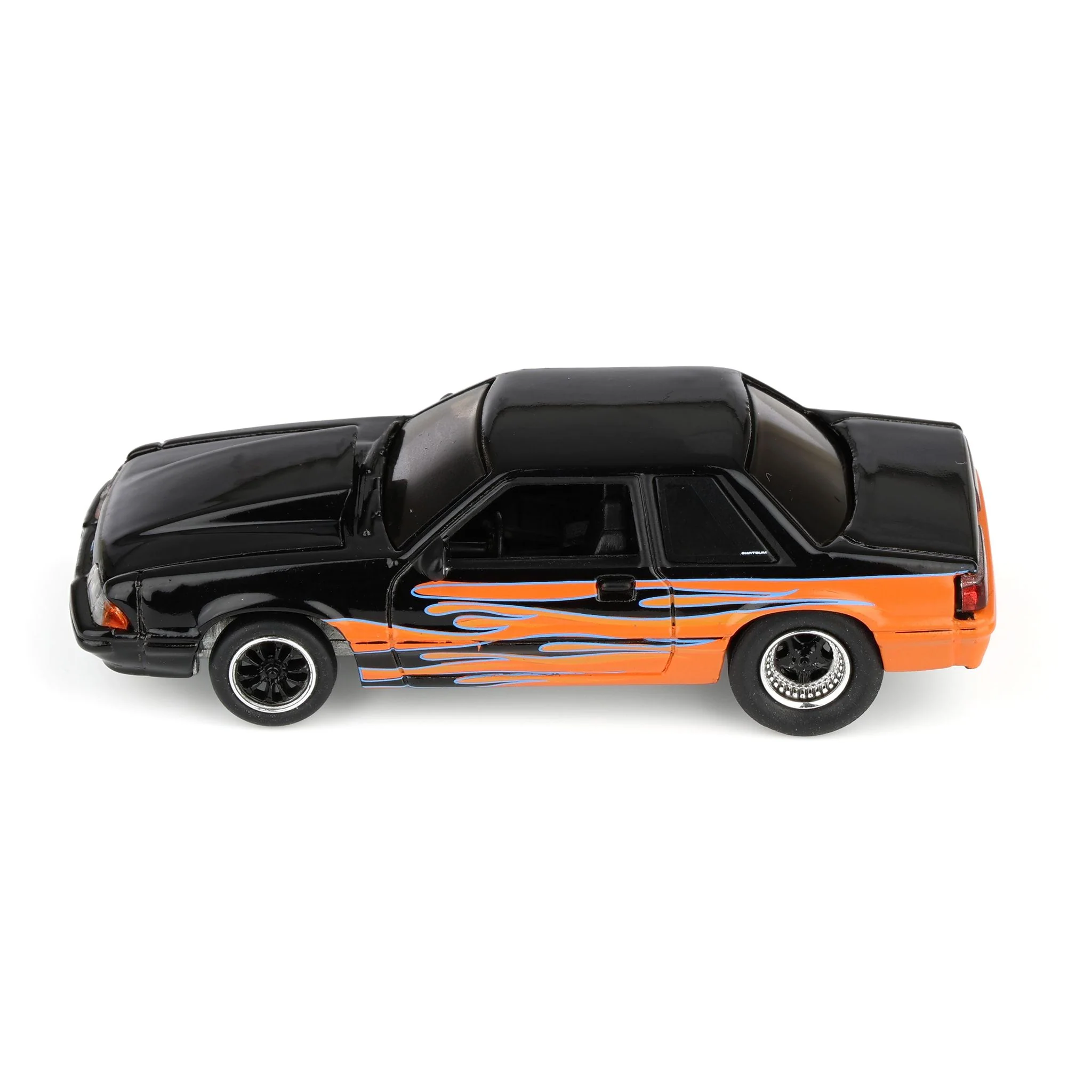 1/64 1990 Ford Mustang LX, Orange with Black Flames, Rick's Auto Sales Series 2 by GreenLight Collectibles - Image 5