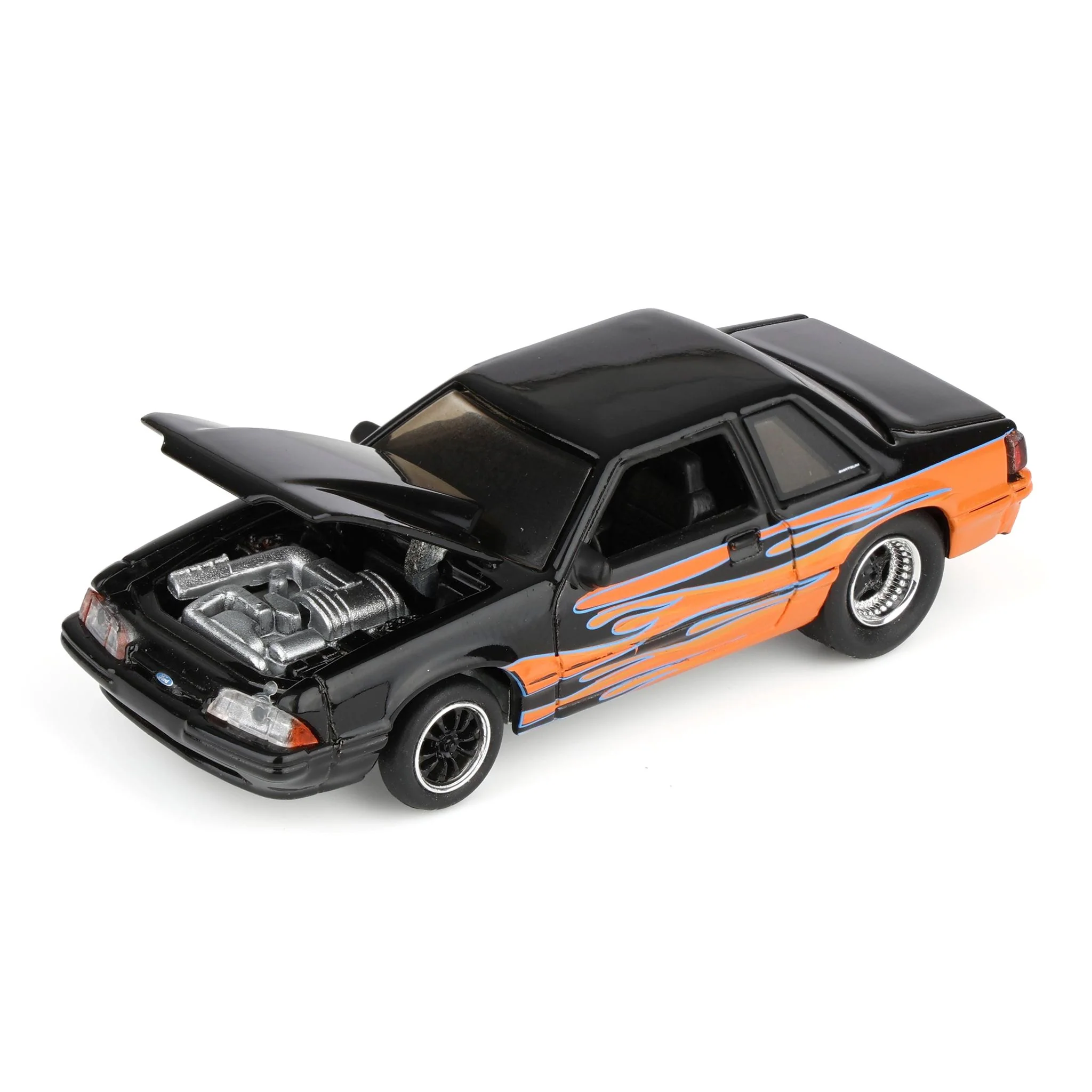 1/64 1990 Ford Mustang LX, Orange with Black Flames, Rick's Auto Sales Series 2 by GreenLight Collectibles - Image 6