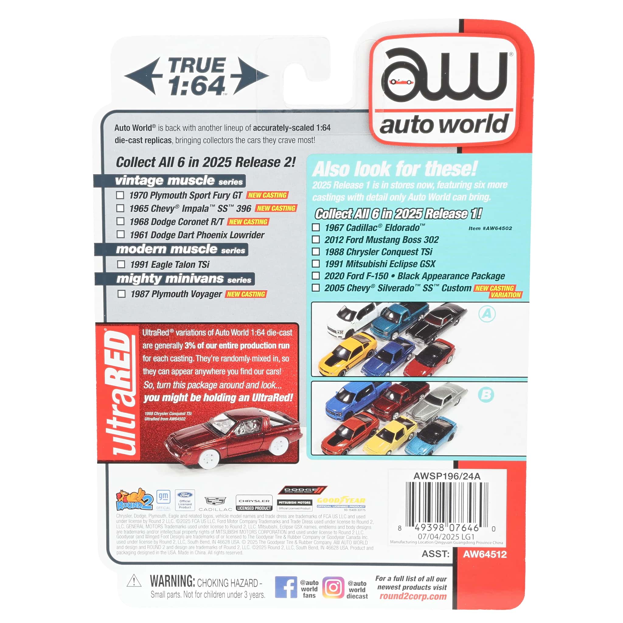 1/64 1991 Eagle Talon TSi, Bright White, Auto World Modern Muscle - Image 4