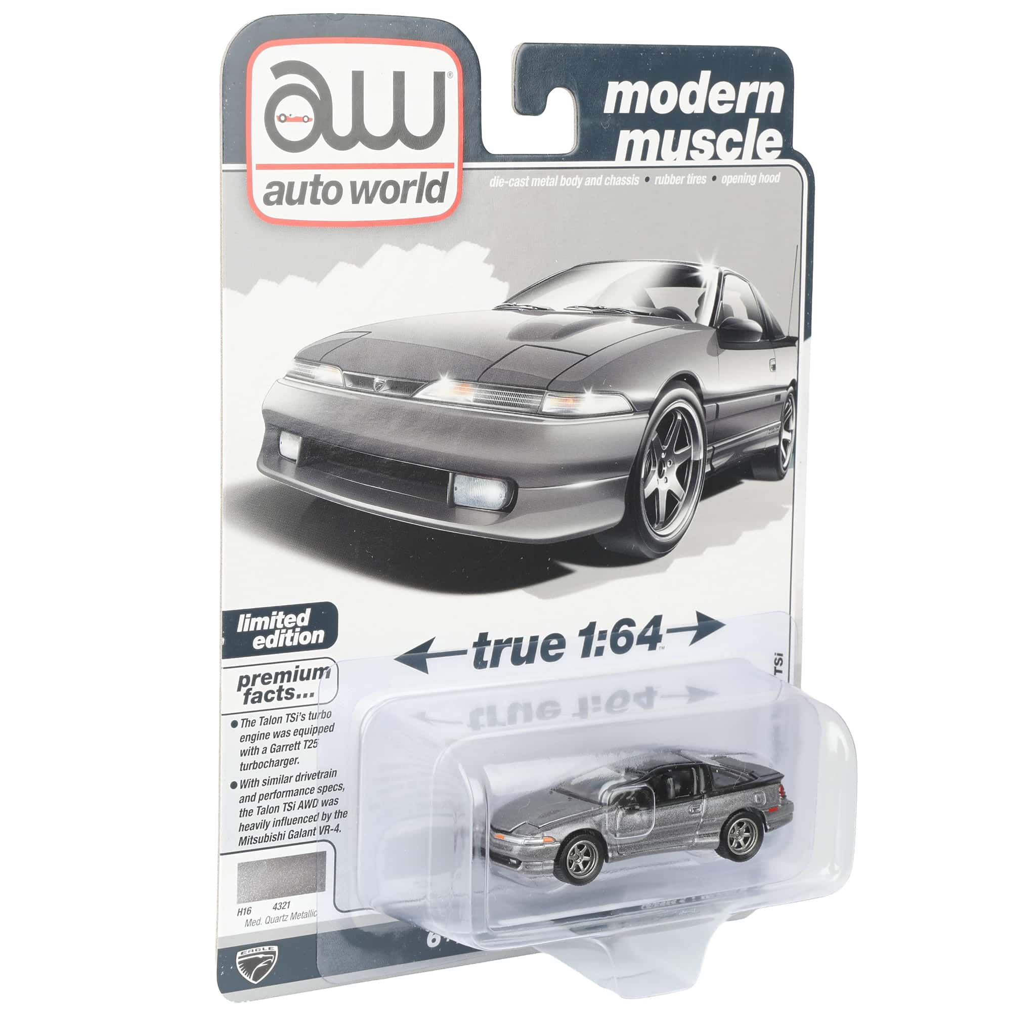 1/64 1991 Eagle Talon TSi, Medium Quartz Metallic, Auto World Modern Muscle - Image 2