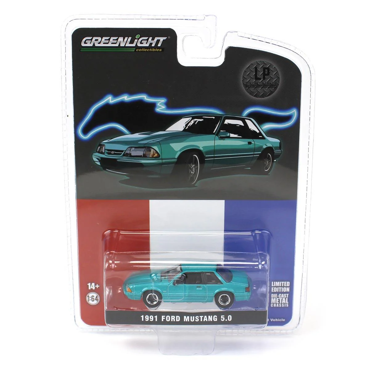 1/64 1991 Ford Mustang 5.0 Calypso Green Coupe, LP Diecast Exclusive - Image 6