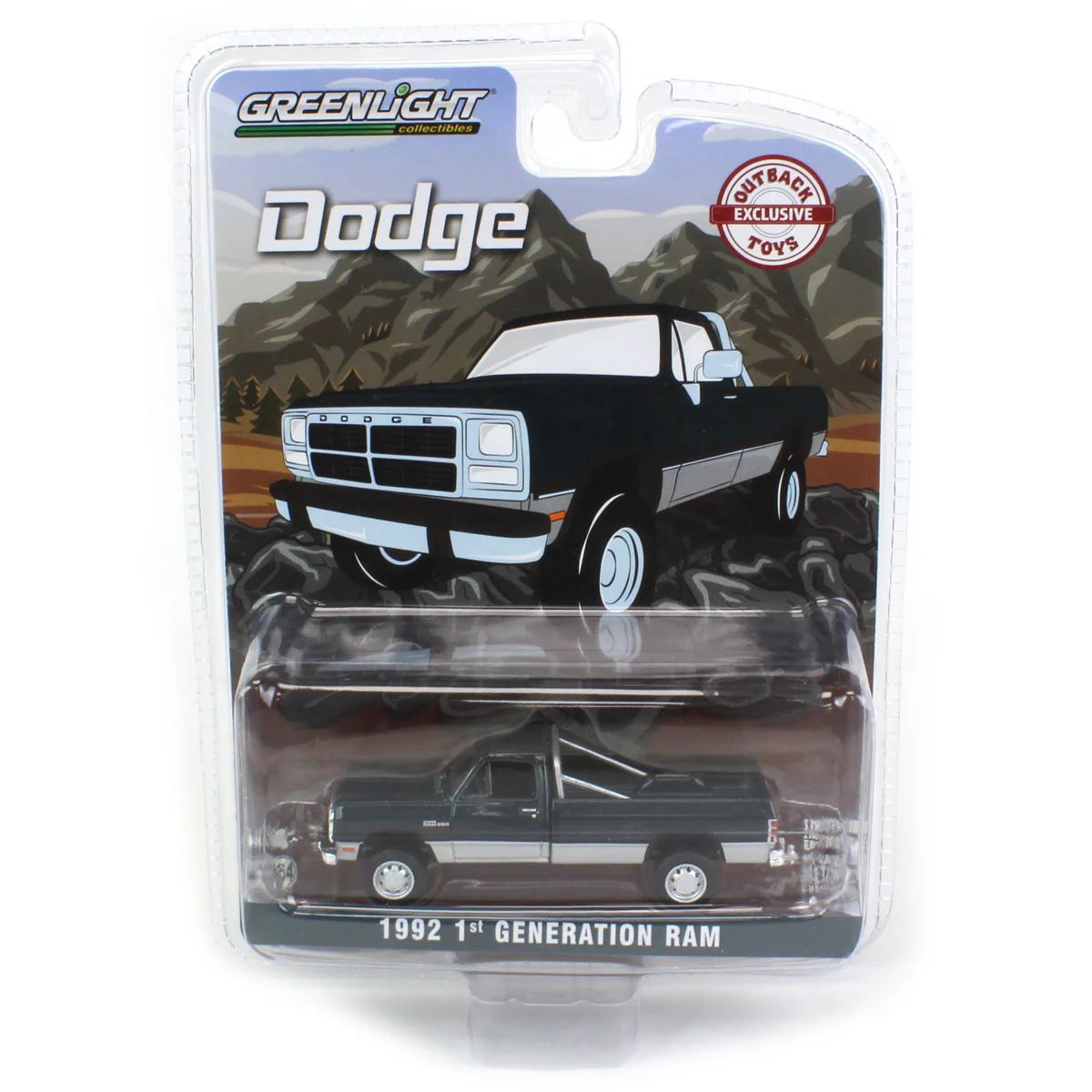 1/64 1992 Dodge Ram 1st Generation, Lifted, Green & Silver, Outback Toys Exclusive - Image 5