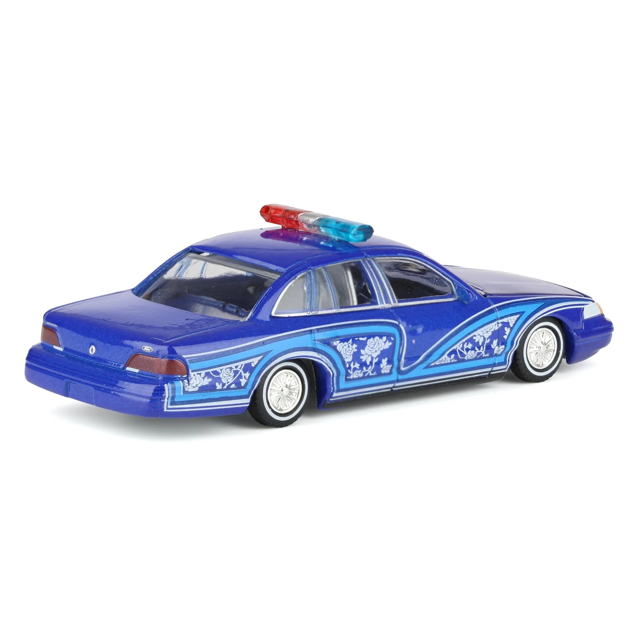 1/64 1992 Ford Crown Victoria Lowrider, Blue with Lightbar, California Lowriders Series 7 - Image 3