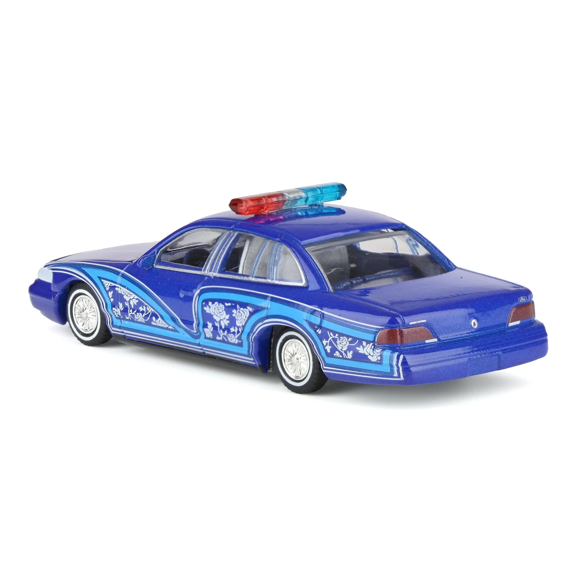 1/64 1992 Ford Crown Victoria Lowrider, Blue with Lightbar, California Lowriders Series 7 - Image 4