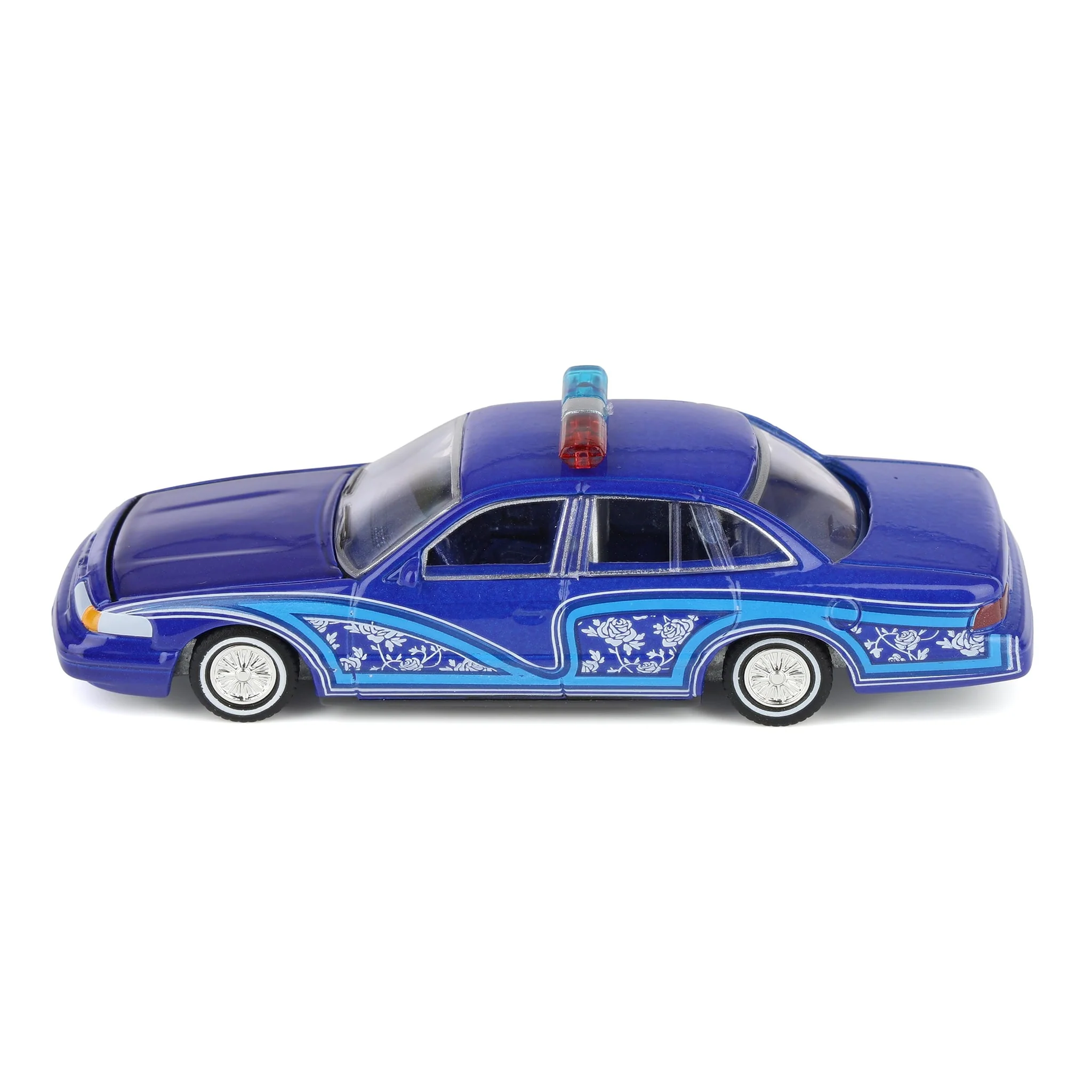 1/64 1992 Ford Crown Victoria Lowrider, Blue with Lightbar, California Lowriders Series 7 - Image 5