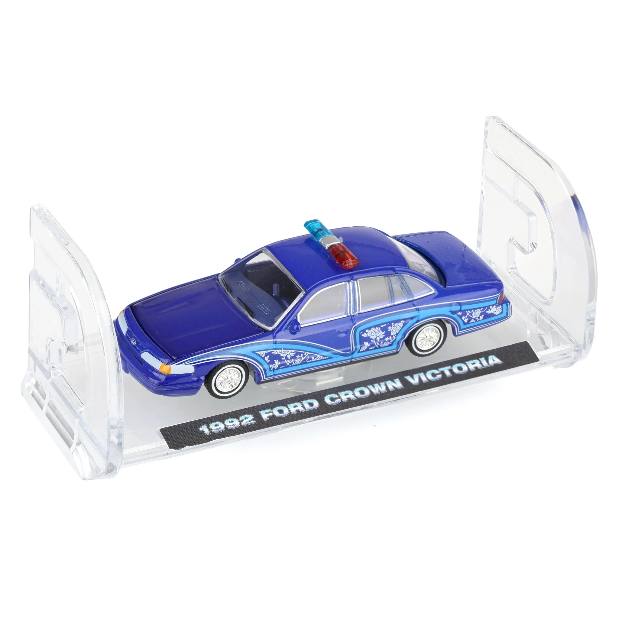 1/64 1992 Ford Crown Victoria Lowrider, Blue with Lightbar, California Lowriders Series 7 - Image 6