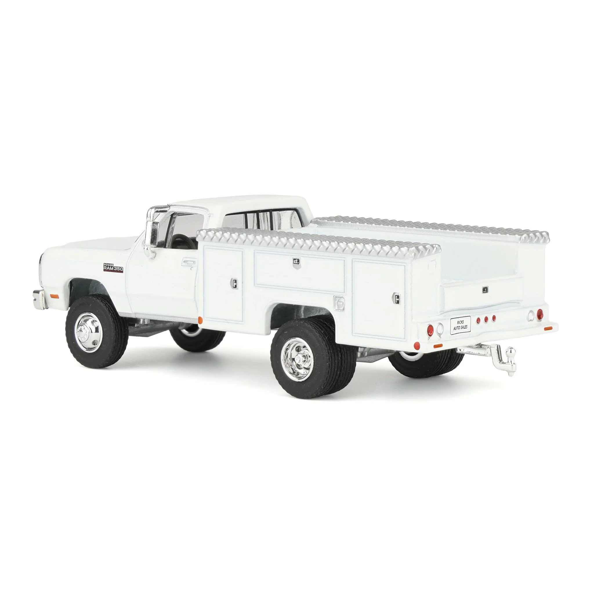 1/64 1993 Dodge Ram 350 Pickup Truck with Service Bed, White, Rick's Auto Sales Series 2 by GreenLight Collectibles - Image 4
