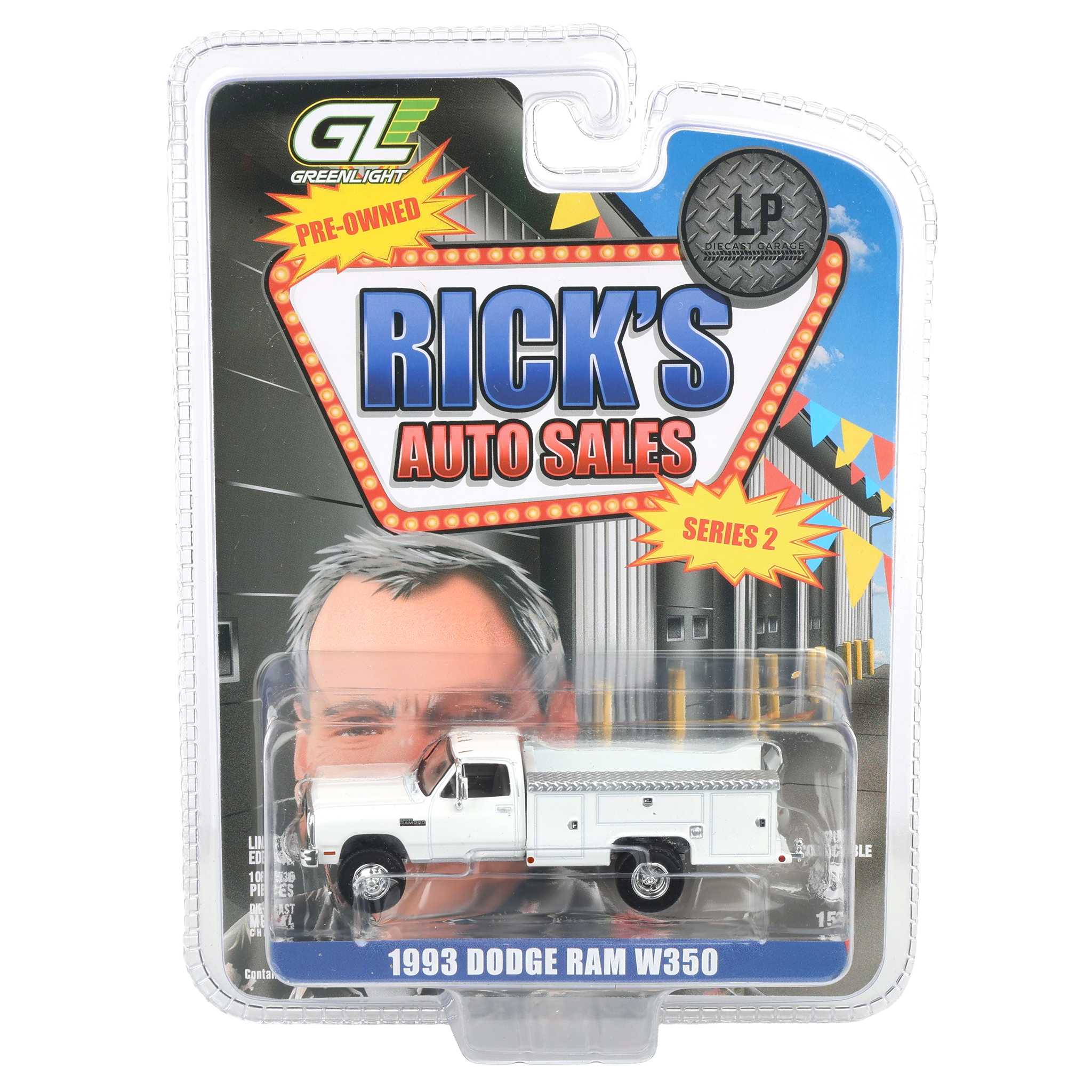 1/64 1993 Dodge Ram 350 Pickup Truck with Service Bed, White, Rick's Auto Sales Series 2 by GreenLight Collectibles - Image 6