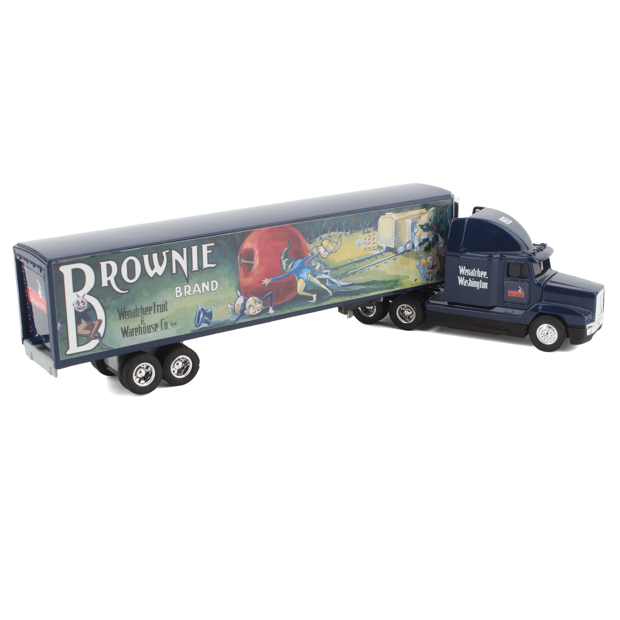 1/64 1993 Freightliner Semi Truck with Brownie Brand Wenatchee Fruit & Warehouse Co Reefer Trailer by ERTL - Image 2
