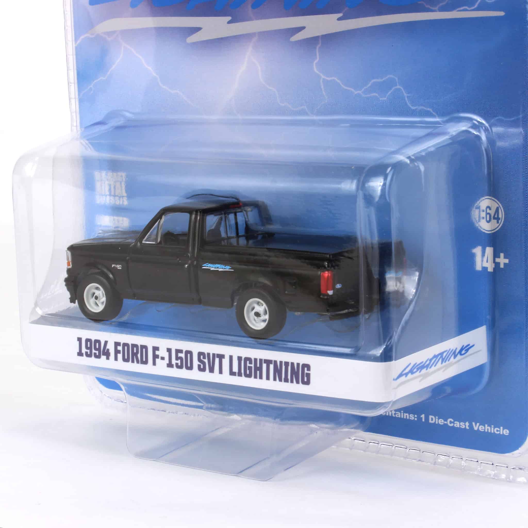 1/64 1994 Ford F-150 SVT Lightning with Tonneau Bed Cover, Black, Hobby Exclusive - Image 4